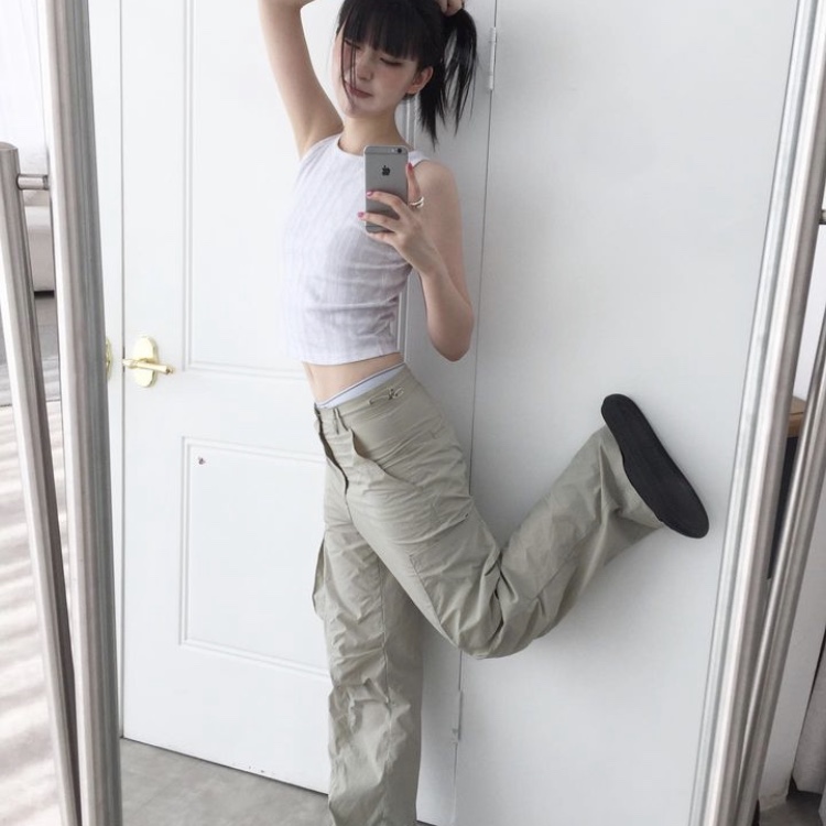 Safarispot Women 1/2 Knit Print Sleeveless Ivory 착용 스타일 - 1