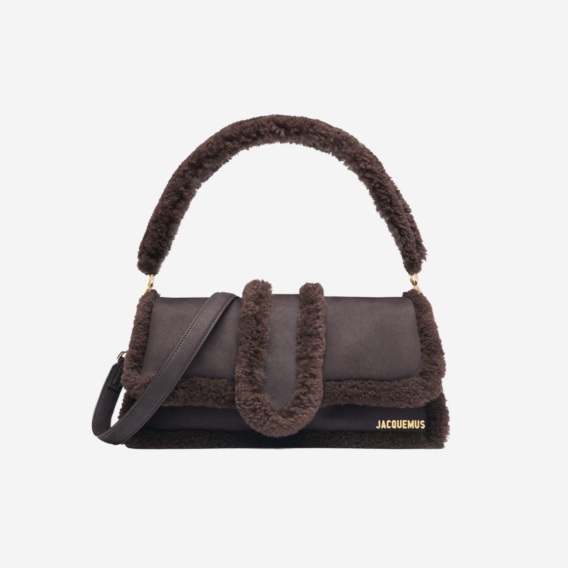 Jacquemus Le Bambimou Doux Puffed Shearling Flap Bag Dark Brown 상세 이미지 1