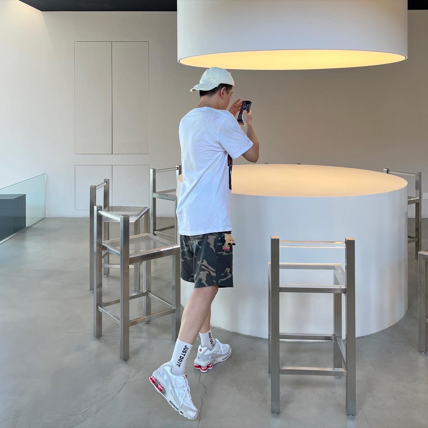 Diesel C-Colm-Sten Baseball Cap White, Apple Watch SE 40mm GPS Midnight Aluminum Case with Sport Band Midnight (Korean Ver.) 착용 스타일 - 3