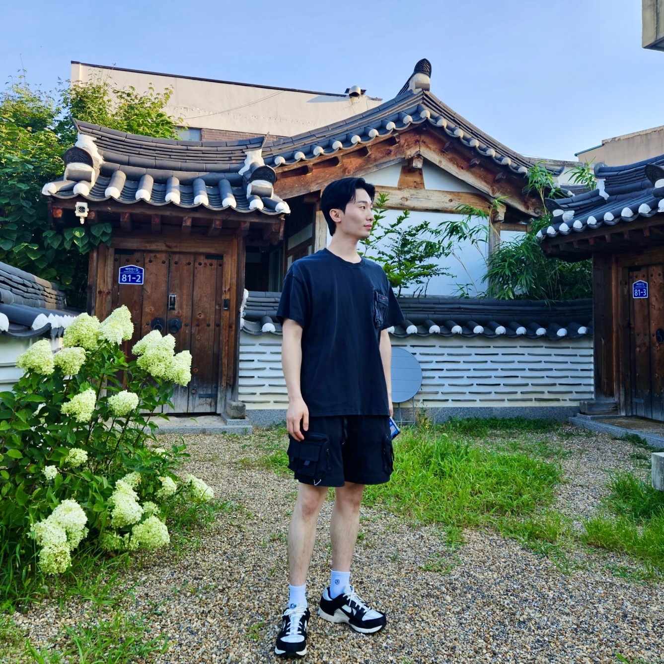 (W) Nike Zoom Vomero 5 Wolf Grey and Black, Nike ACG Cargo Shorts Black - Asia 착용 스타일
