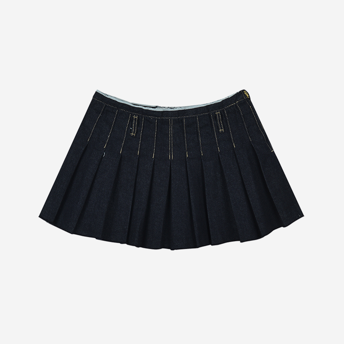 포르타 우먼 데님 플리츠 스커트 다크블루