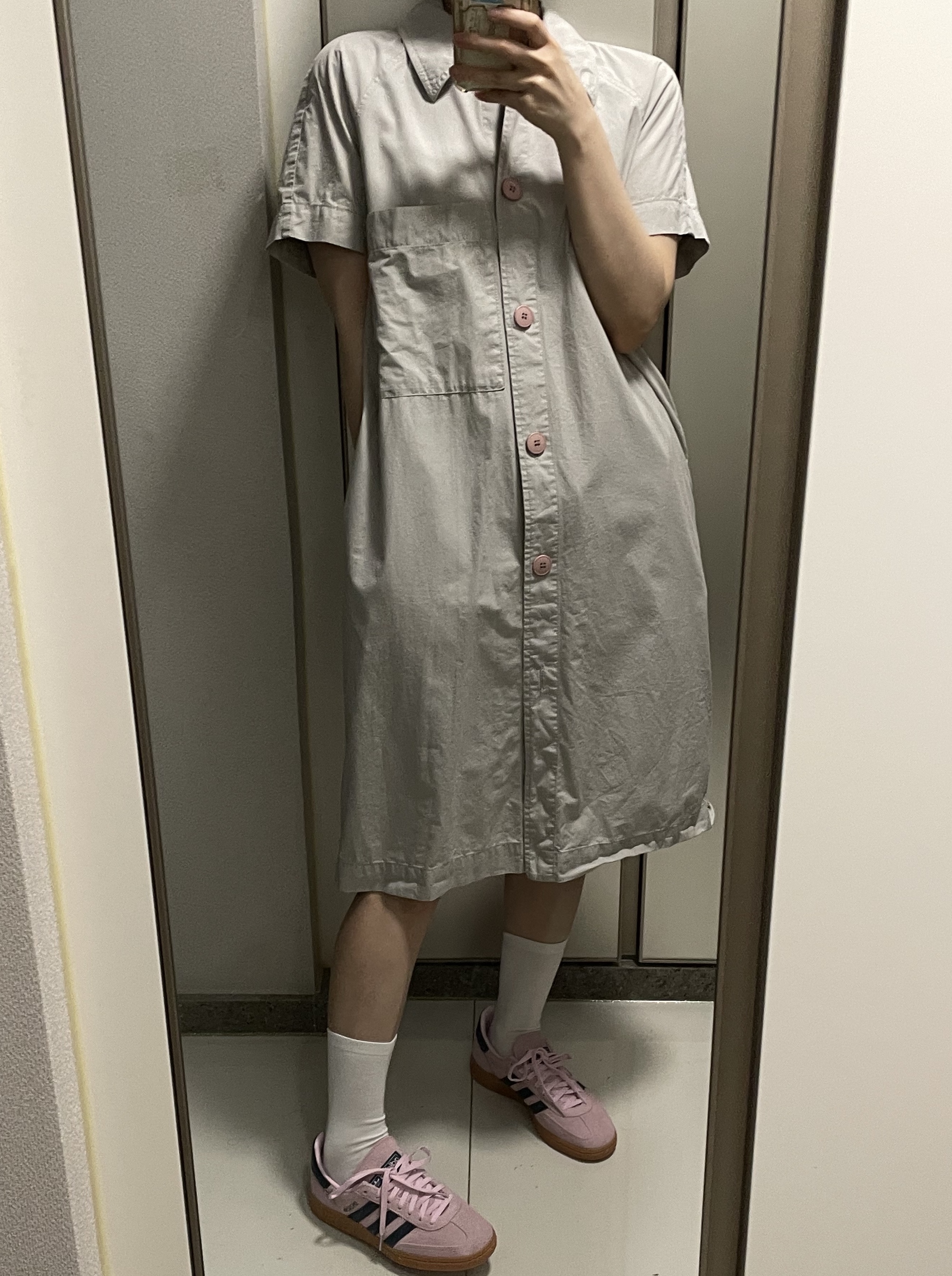 (W) Adidas Spezial Handball Clear Pink 착용 스타일 - 1