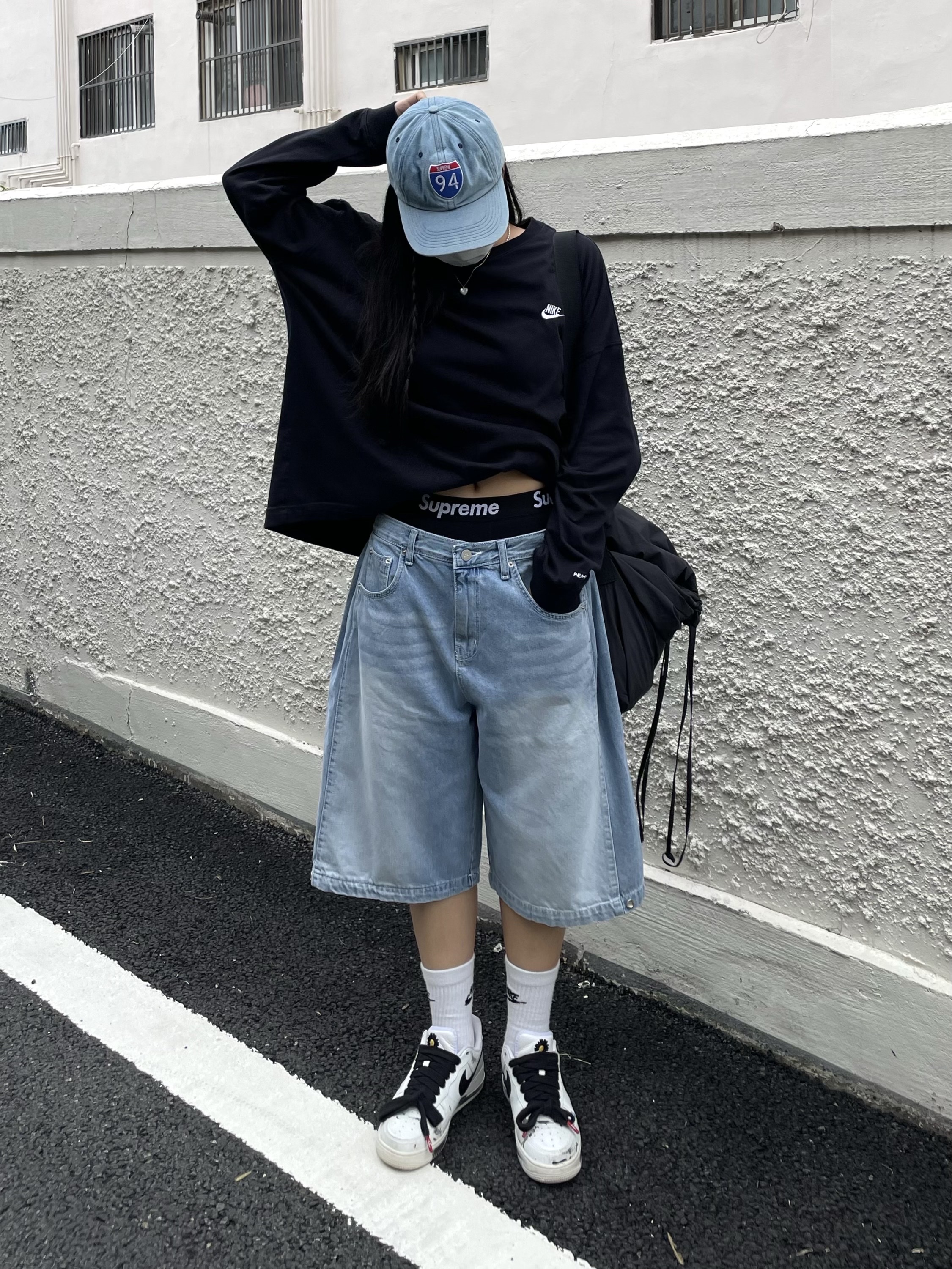 Nike x Peaceminusone LS T-Shirt Black (DR0098-010), Nike x Peaceminusone Air Force 1 Low Para-Noise 2.0 착용 스타일 - 1