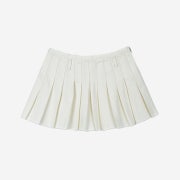 Porta Women Corn Denim Pleats Skirt White
