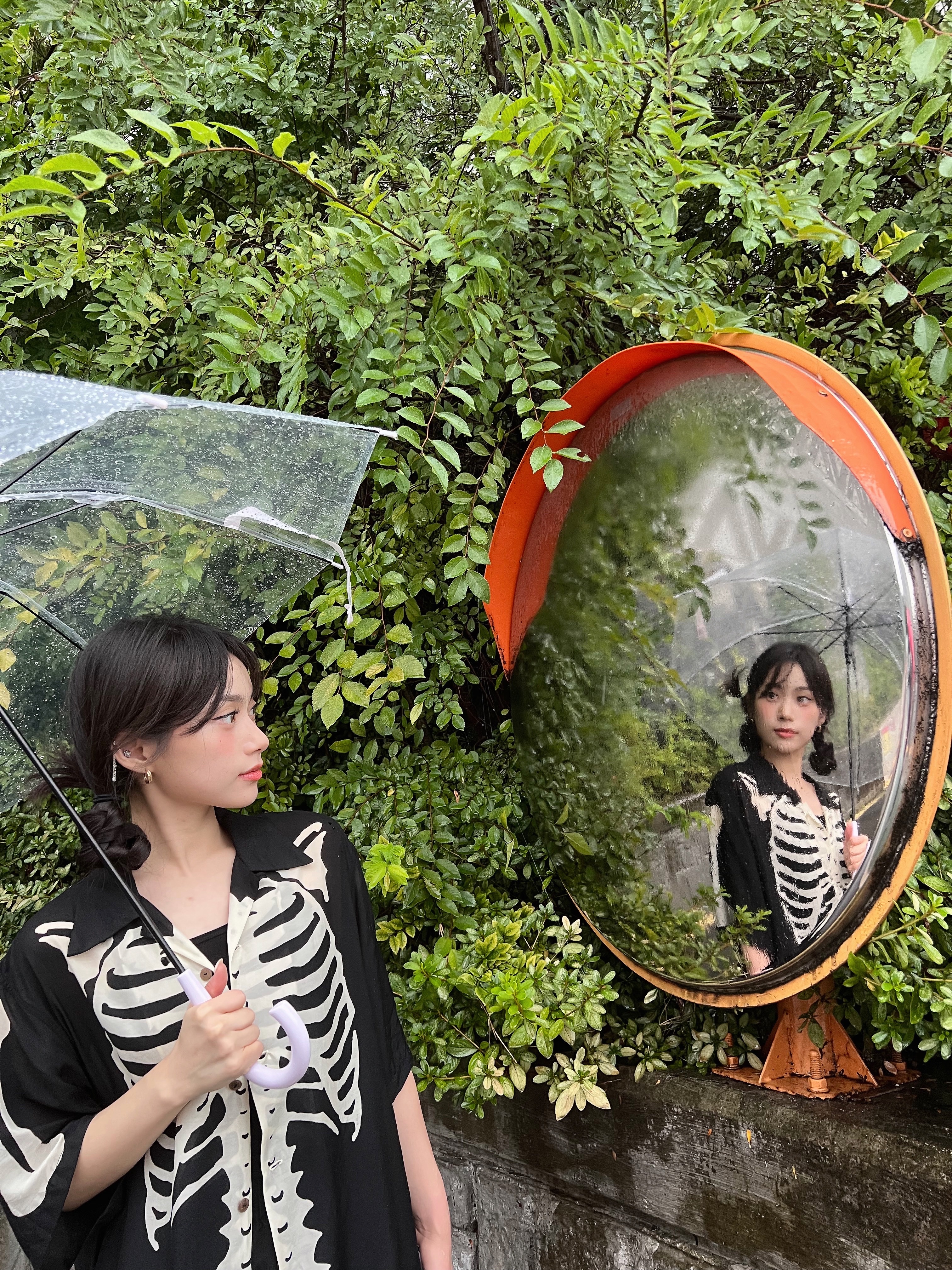 Kapital Silk Rayon Bone Aloha Shirt Black, (W) Rockfishweatherwear Hayden Clog Cream 착용 스타일 - 1