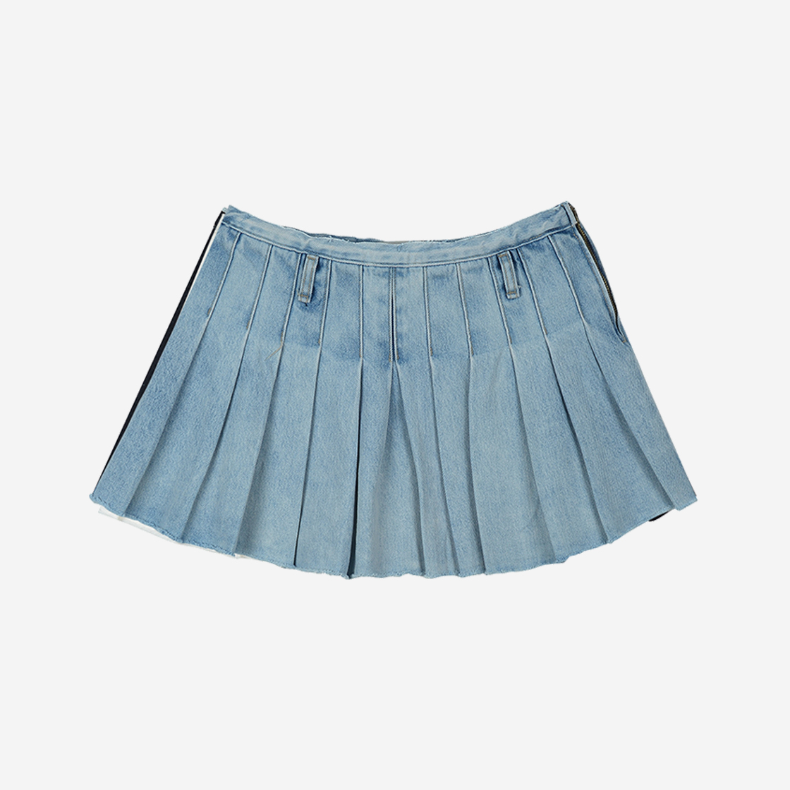 포르타 우먼 콘 데님 플리츠 스커트 라이트블루