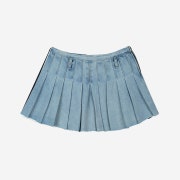 Porta Women Corn Denim Pleats Skirt Light Blue