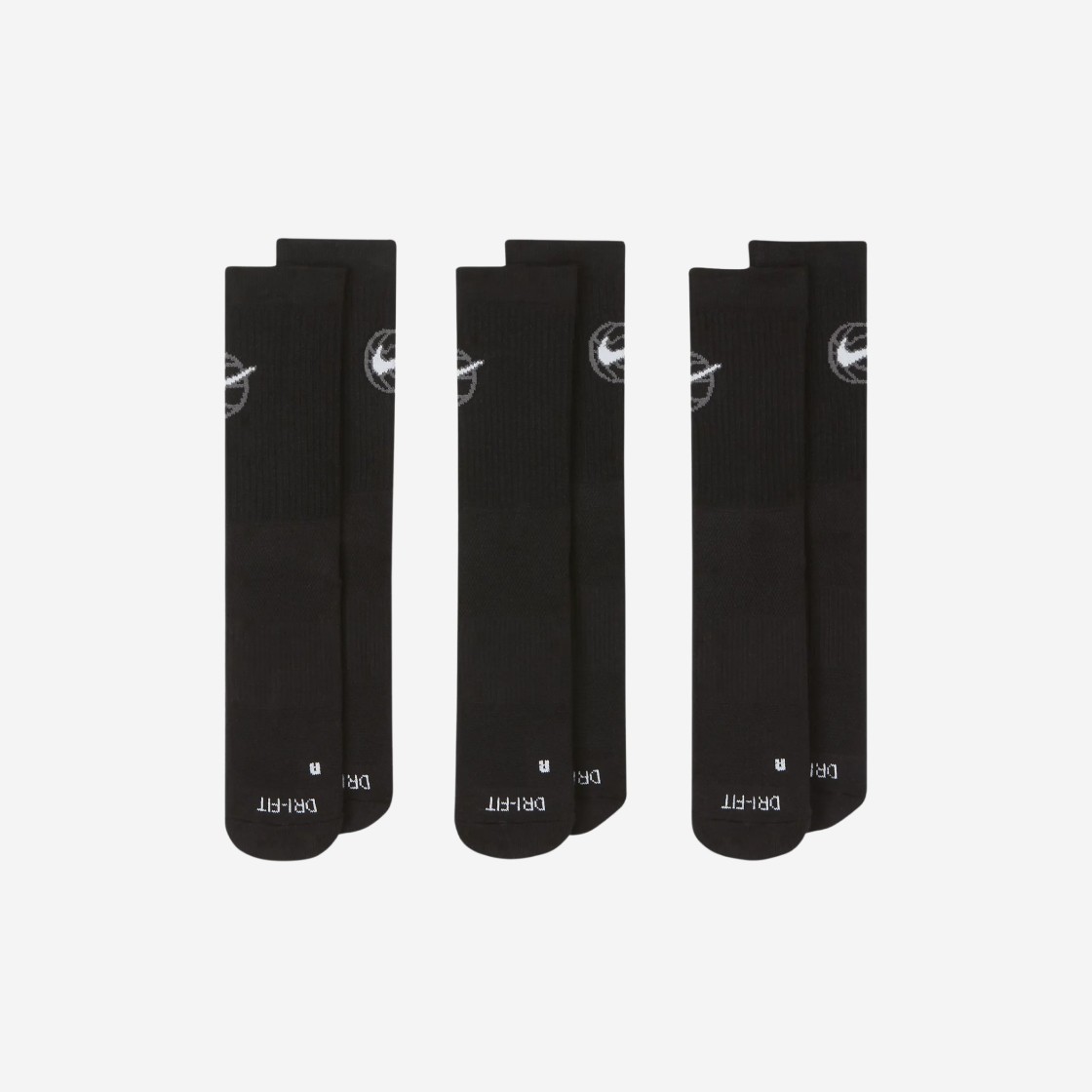 Nike Everyday Crew Basketball Socks Black White (3 Pack/Korean Ver.) 상세 이미지 1