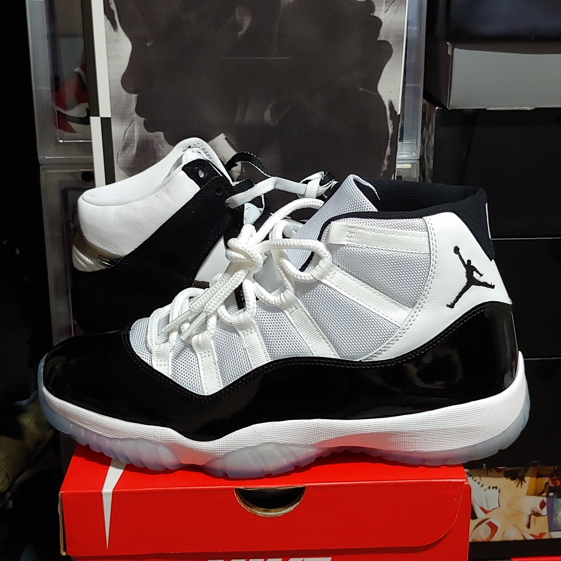 Jordan 11 Retro Concord 2018, Nike x Slam Jam Dunk High SP Clear Black 착용 스타일 - 1