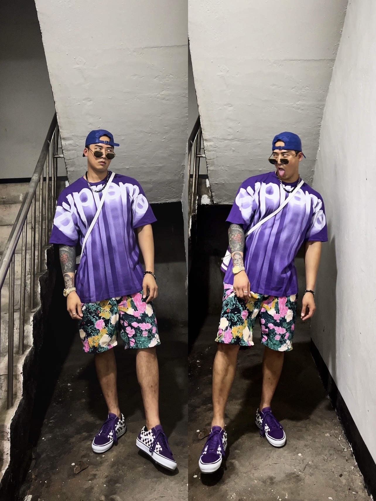 Nike x Supreme SB Zoom Blazer Mid QS 2 Black, Clarks x Supreme Wallabee Bandana Red 착용 스타일 - 4