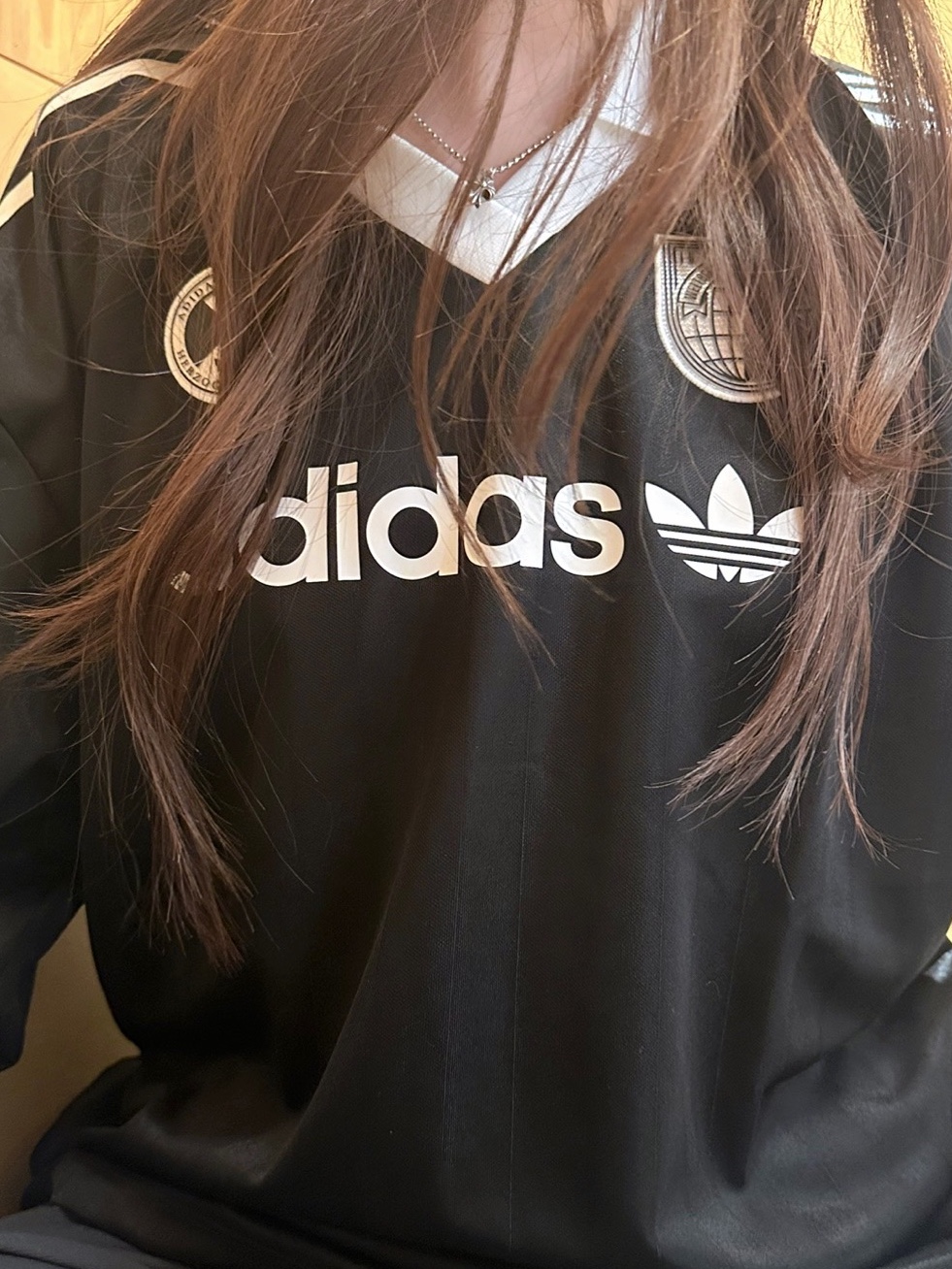 (W) Adidas Football Long Sleeve T-Shirt Black - KR Sizing, Adidas Yeezy Foam RNNR Sand 착용 스타일 - 2
