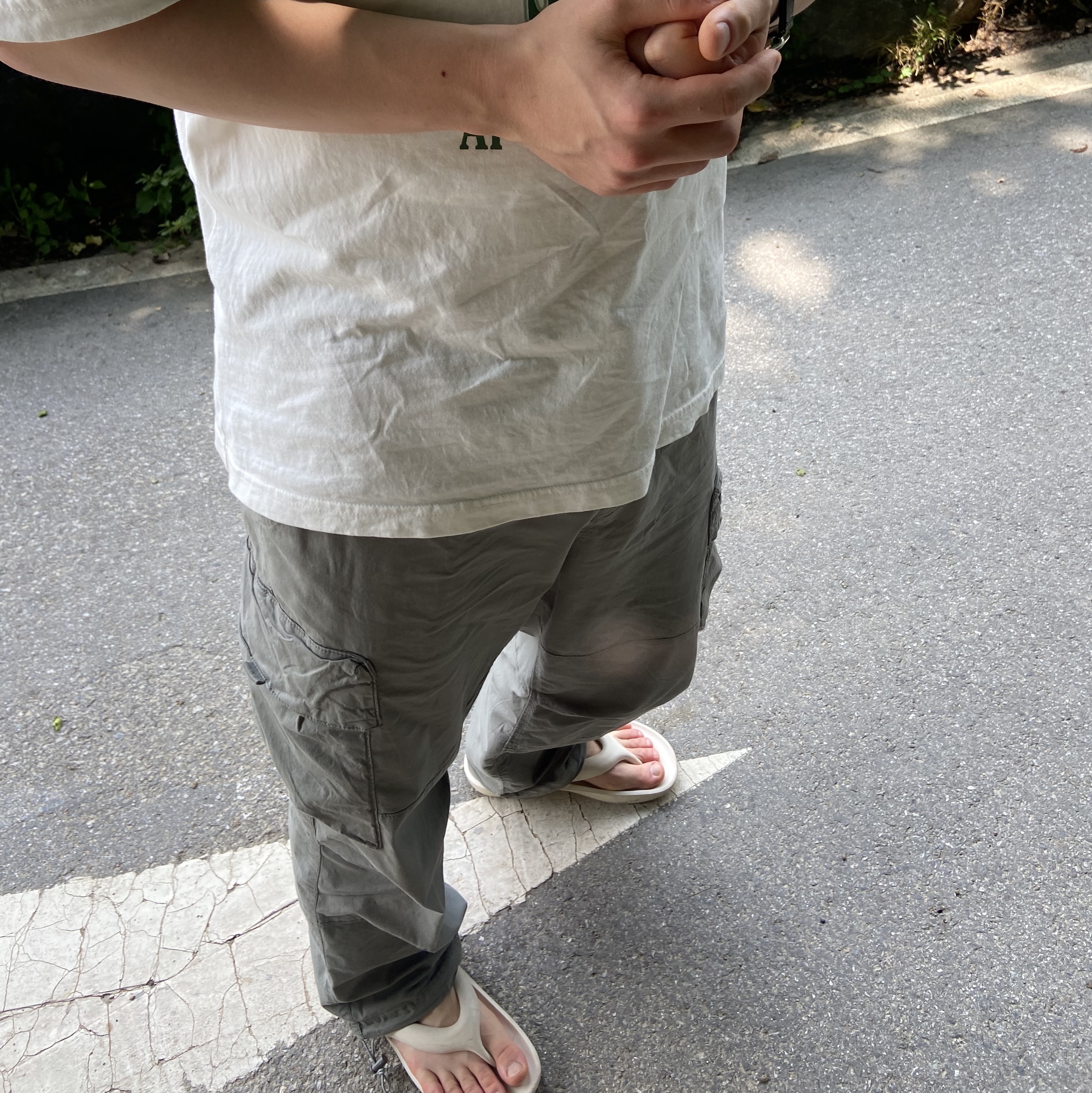 New Balance x Taw&Toe Flip Flop Ivory 착용 스타일