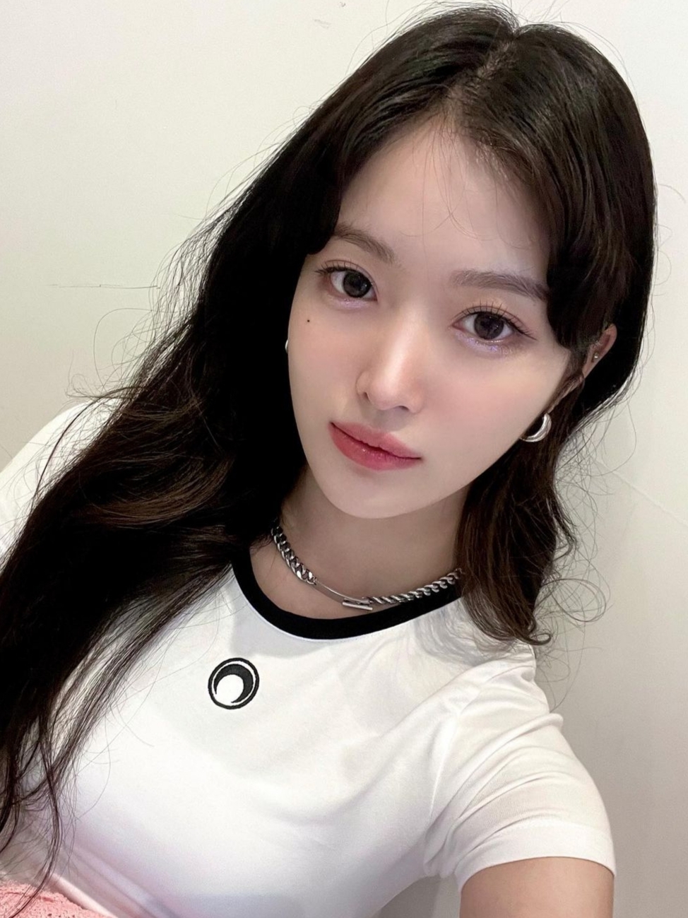 (W) Marine Serre Organic Cotton Crop Top White 착용 스타일 - 1