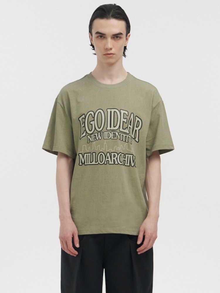 Millo Archive Ego Ideal Arch T-Shirt Cement Gray 착용 스타일 - 1