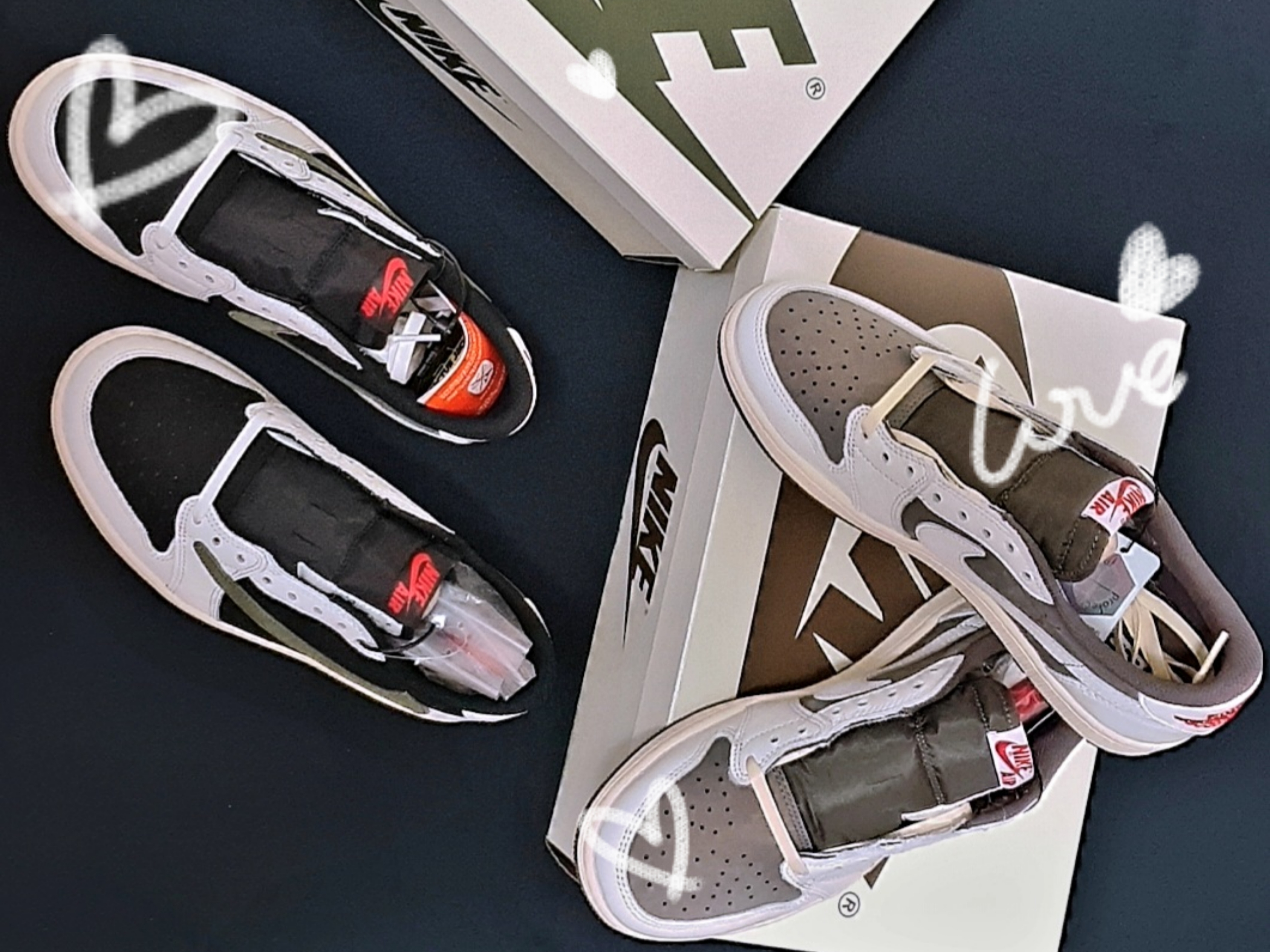 Jordan 1 x Travis Scott Retro Low OG SP Sail and Ridgerock, (W) Jordan 1 x Travis Scott Retro Low OG SP Medium Olive 착용 스타일