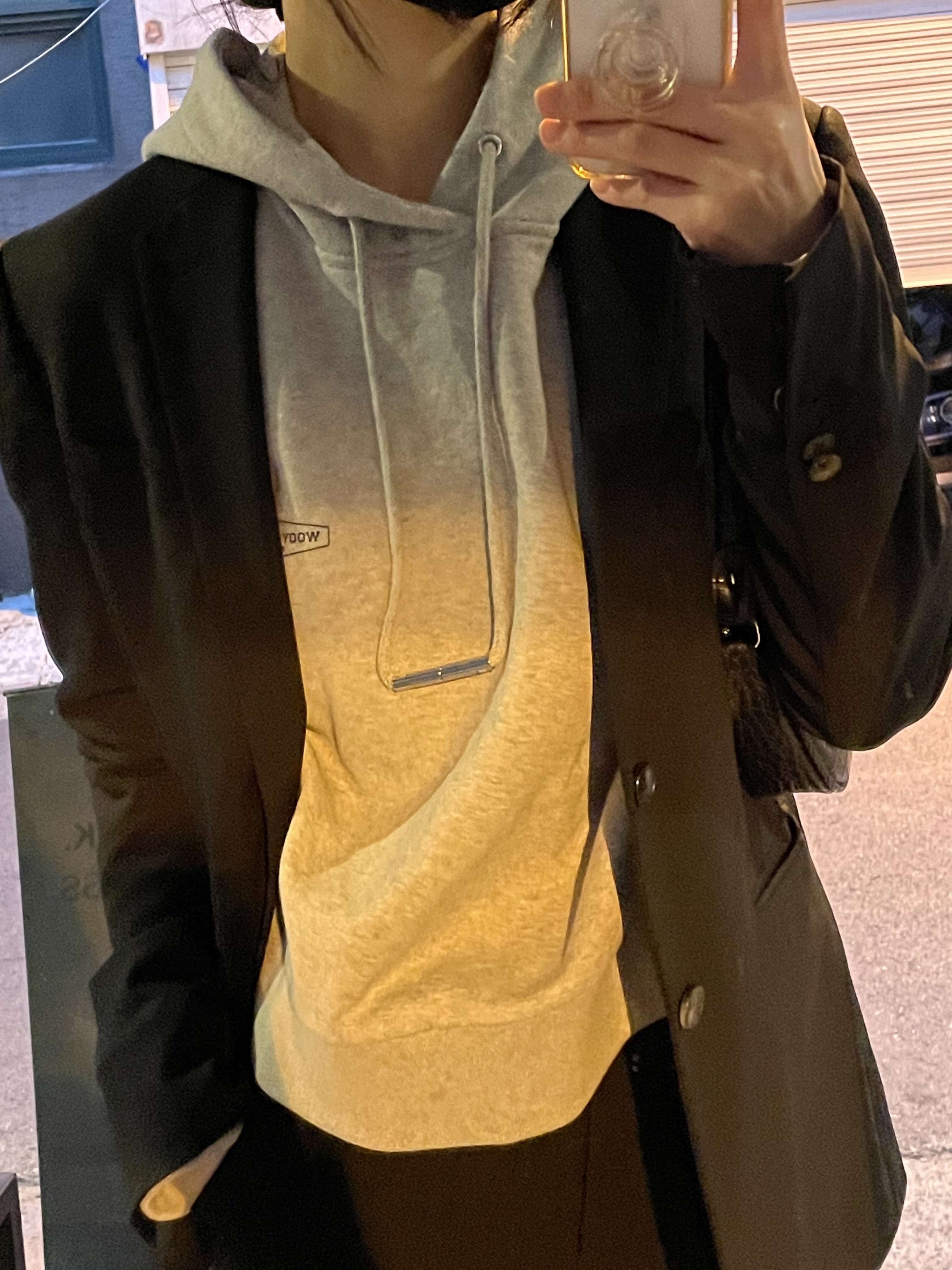 Wooyoungmi Black Back Logo Hoodie Grey - 22SS 착용 스타일 - 3