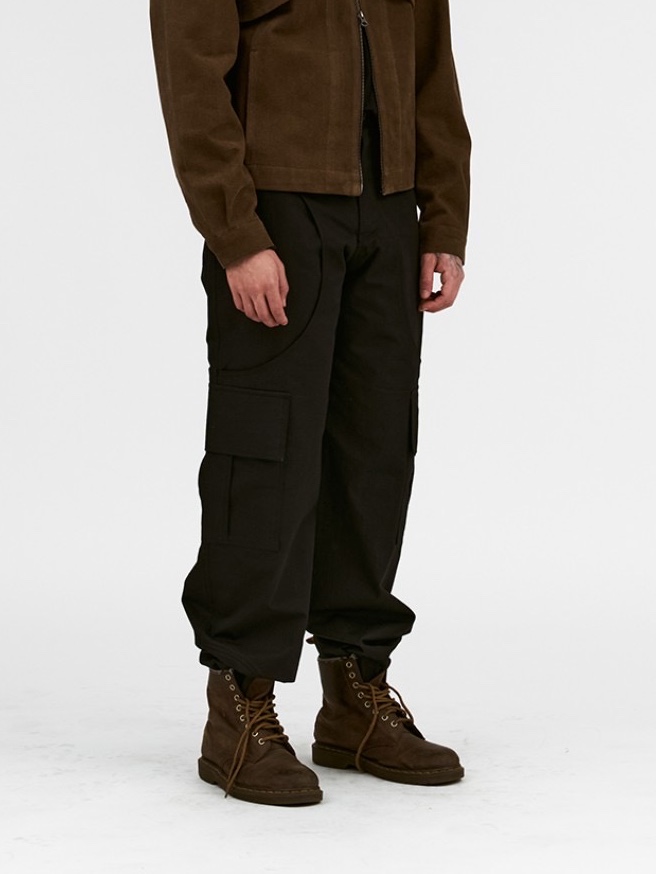 Full of Ssun Ripstop Circle Cargo Pants Black, Full of Ssun Ripstop Circle Cargo Pants Grey 착용 스타일 - 2