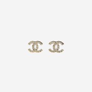 (W) Chanel Stud Earrings Metal Strass & Gold Crystal