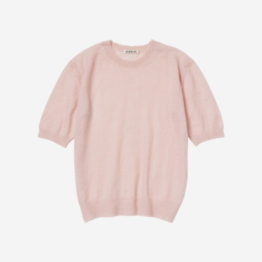 (W) 오라리 키드 모헤어 시어 니트 티셔츠 라이트 핑크 - 23SS