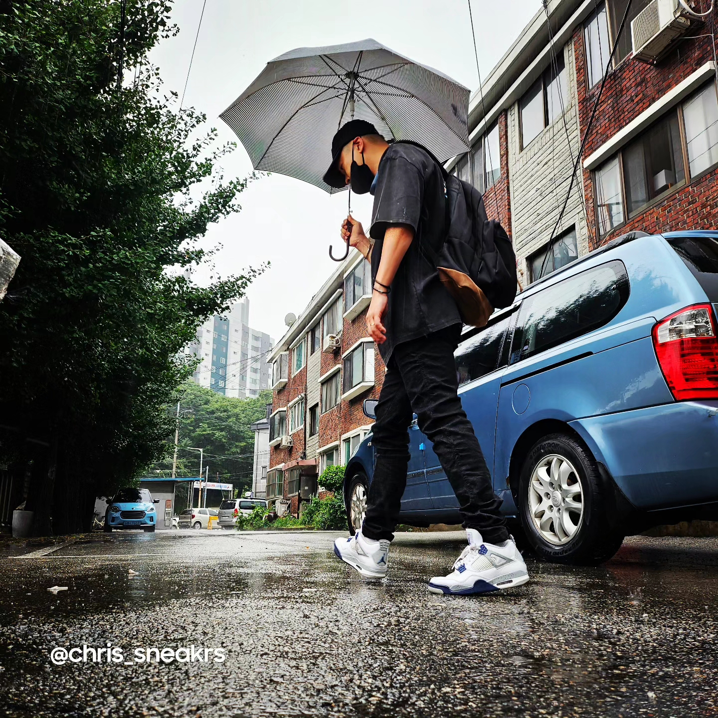 Supreme Washed Chino Twill Camp Cap Black, Jordan 4 Retro Midnight Navy 착용 스타일 - 1