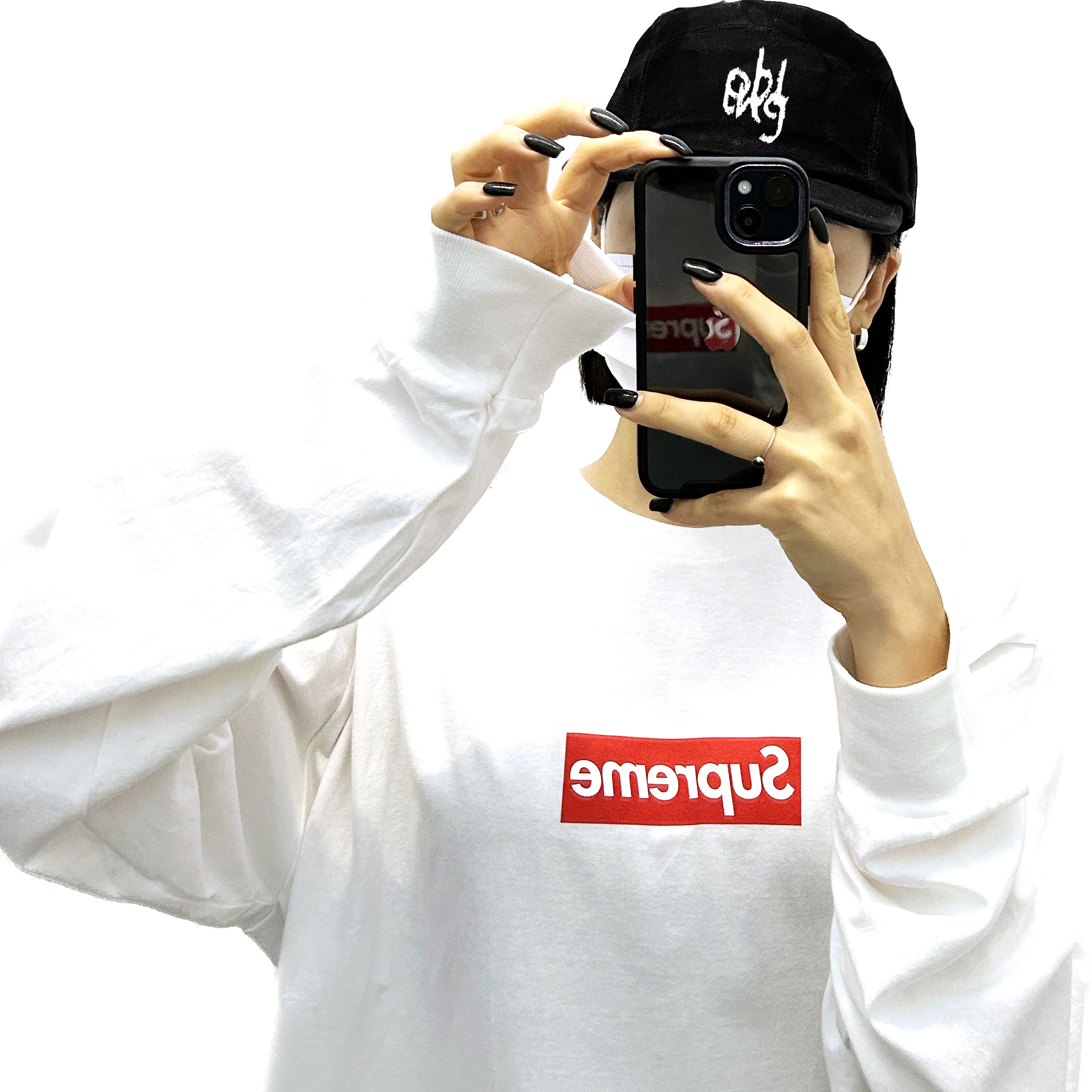 Supreme Box Logo L/S T-Shirt White - 20FW 착용 스타일 - 2