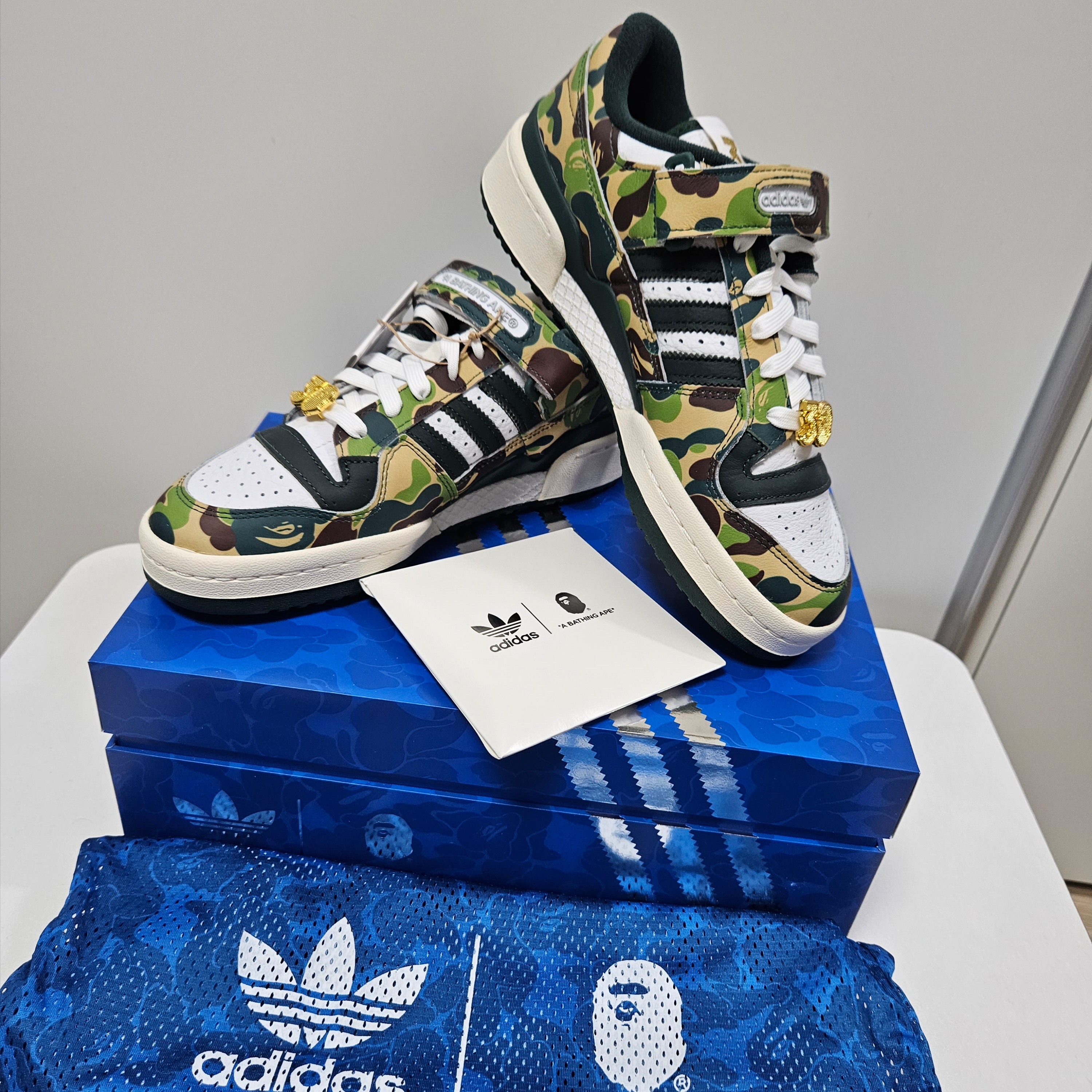 Adidas x BAPE Forum 84 Low Green Camo 착용 스타일