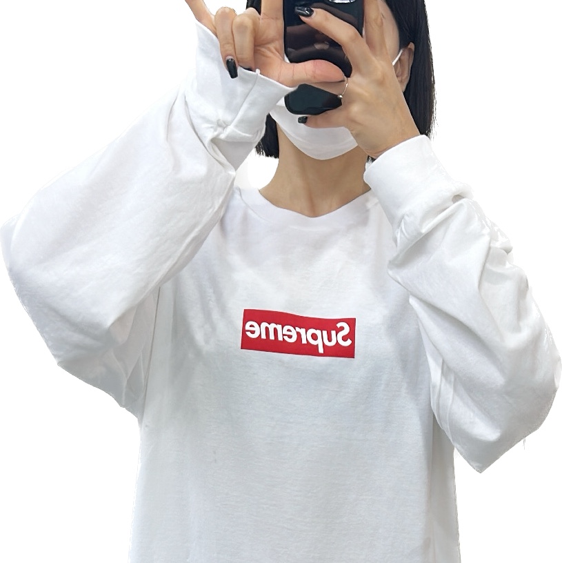 Supreme Box Logo L/S T-Shirt White - 20FW 착용 스타일 - 4