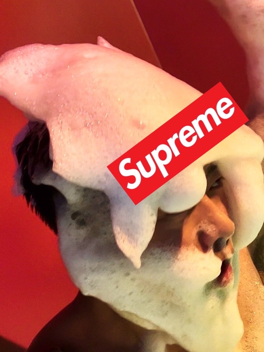 Supreme Pigment Canvas S Logo 6-Panel Black - 23SS, Supreme Reverse Patchwork Sweatshorts Black - 22SS 착용 스타일 - 5