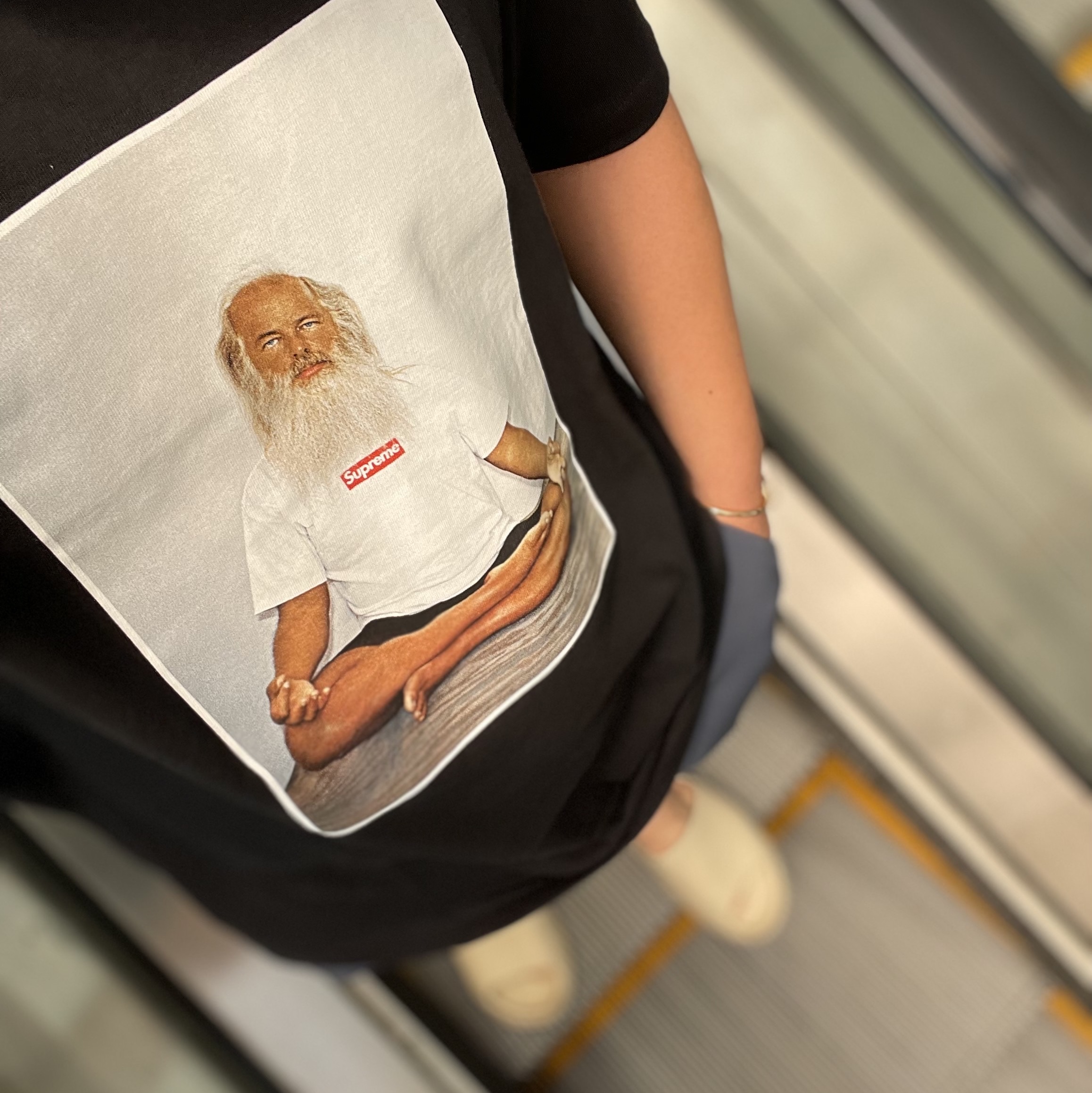 Supreme Rick Rubin T-Shirt Black - 21FW, Adidas Yeezy Slide Bone 2022/2023 착용 스타일
