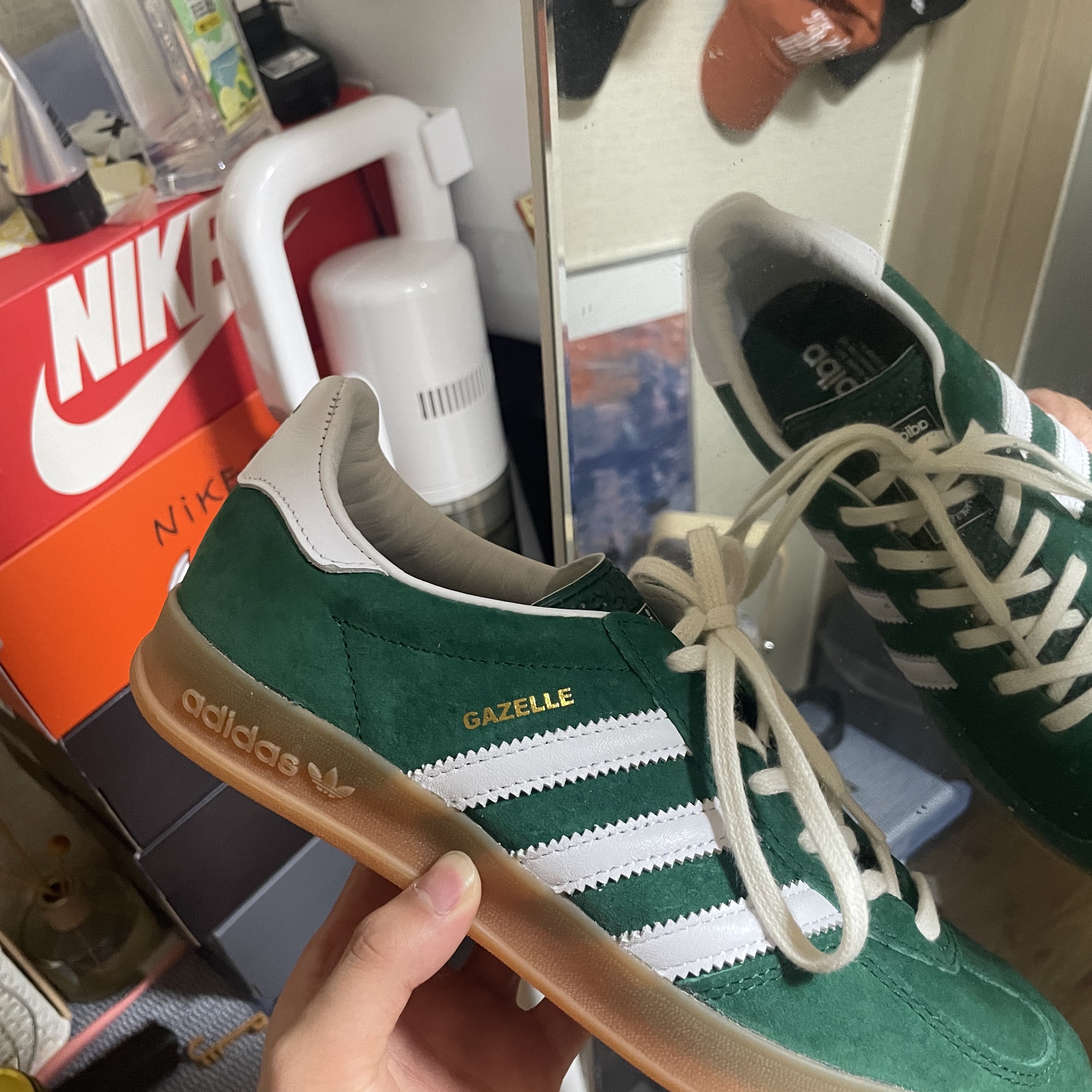 Adidas Gazelle Indoor Collegiate Green 착용 스타일 - 1