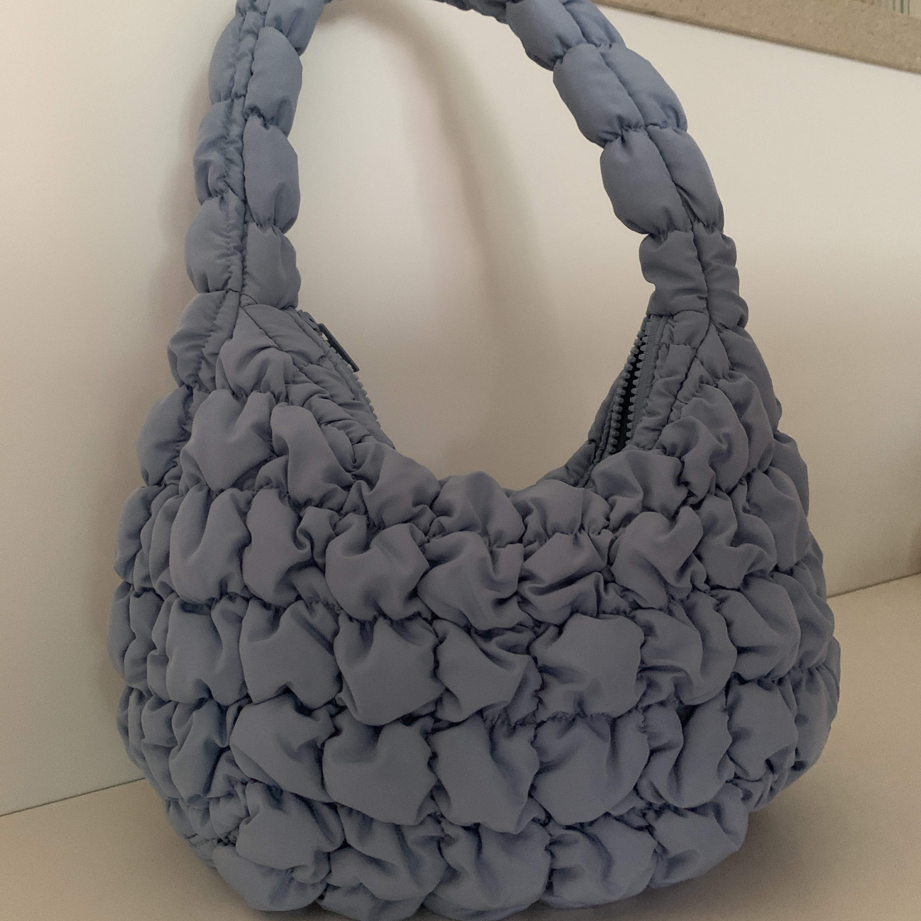 COS Quilted Mini Bag Light Blue 착용 스타일