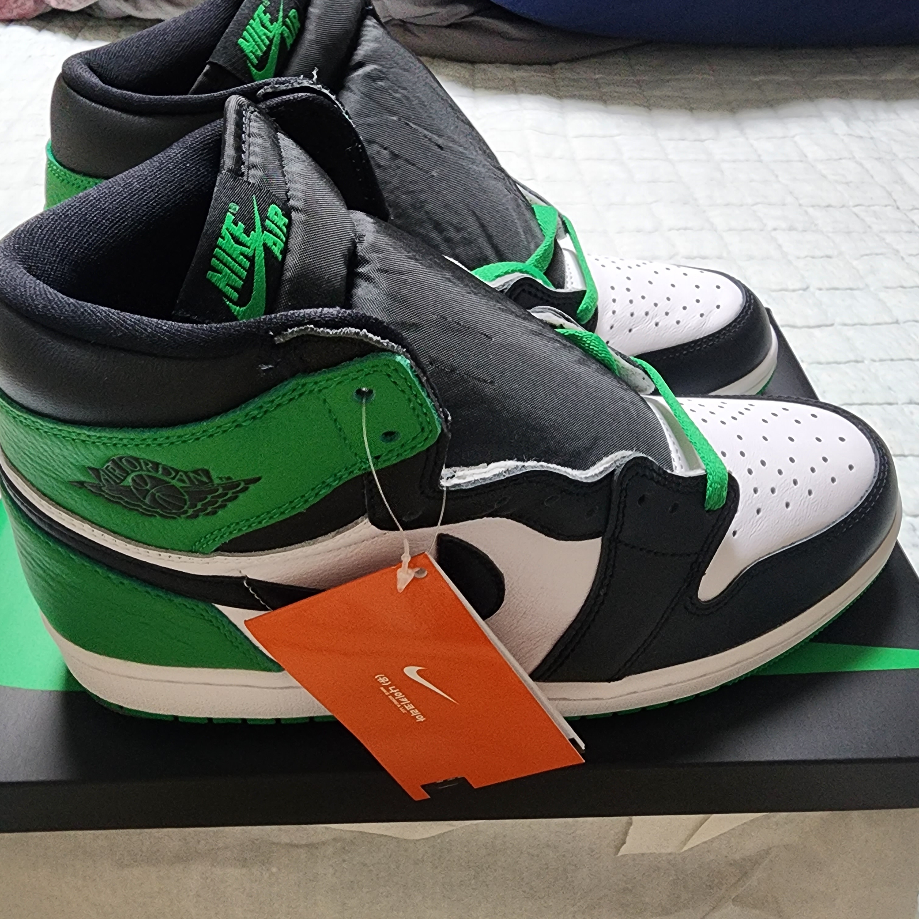 Jordan 1 Retro High OG Black and Lucky Green 착용 스타일 - 3