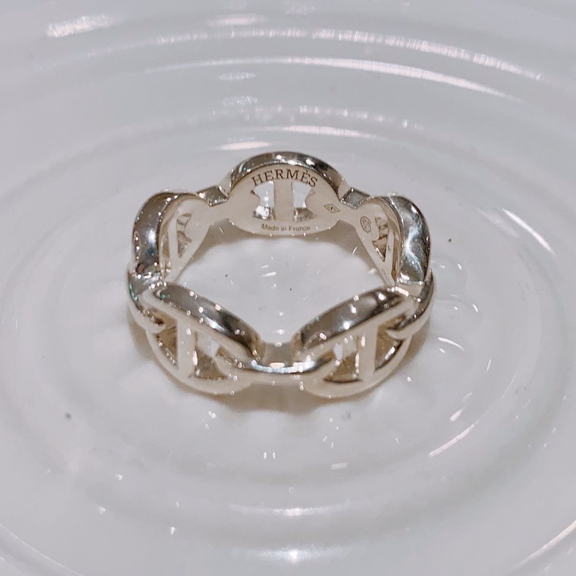 (W) Hermes Small Chaine D'Ancre Enchainee Ring Sterling Silver 착용 스타일