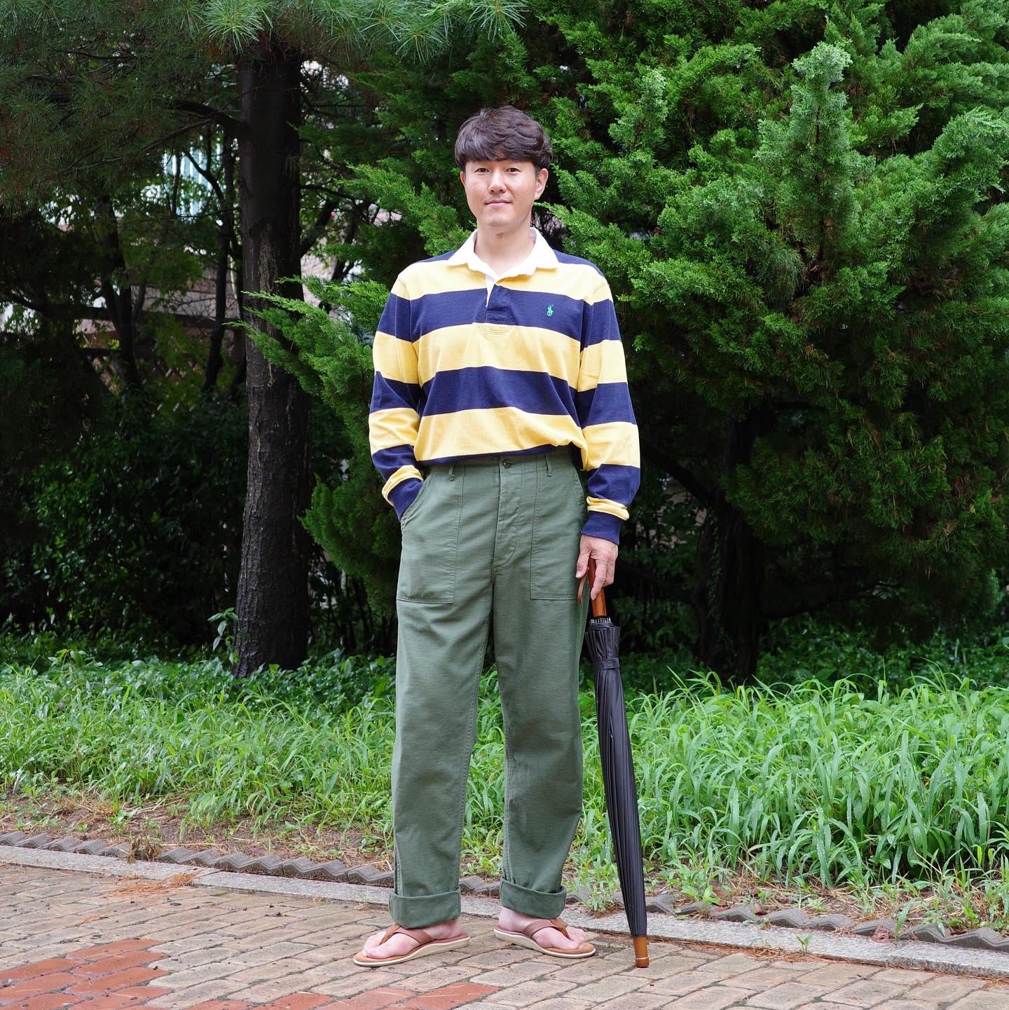 Orslow 5002 US Army Fatigue Pants Green 착용 스타일