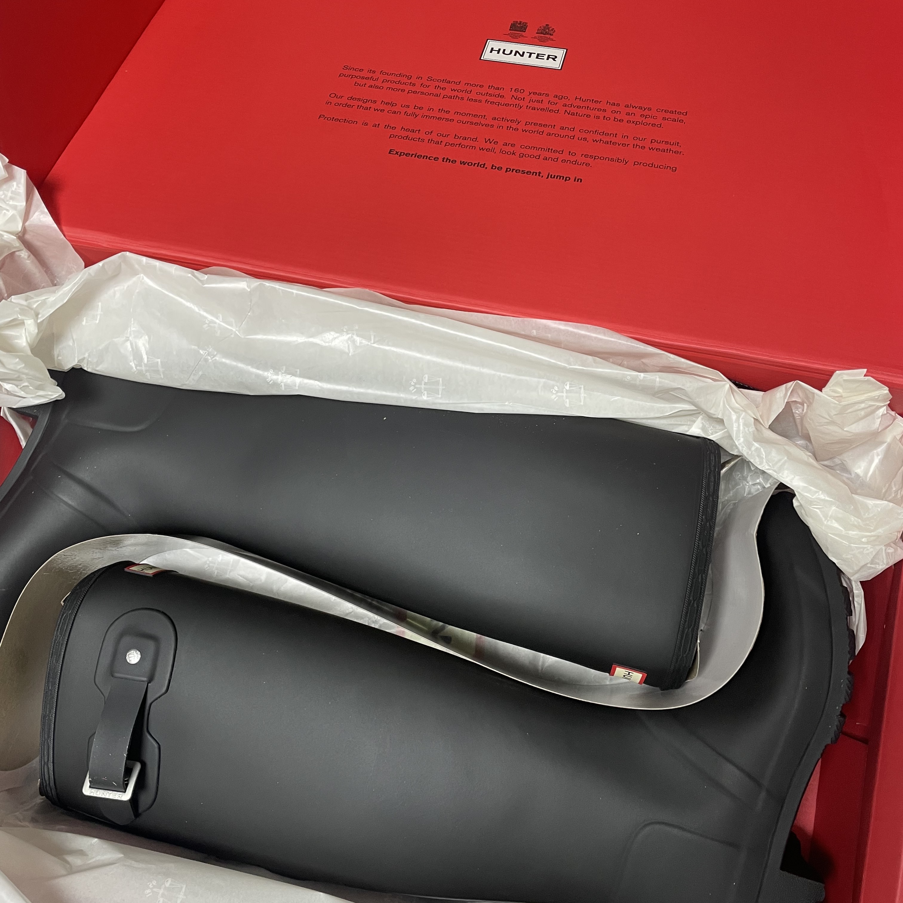 (W) Hunter Original Tall Rain Boots Black 착용 스타일 - 1