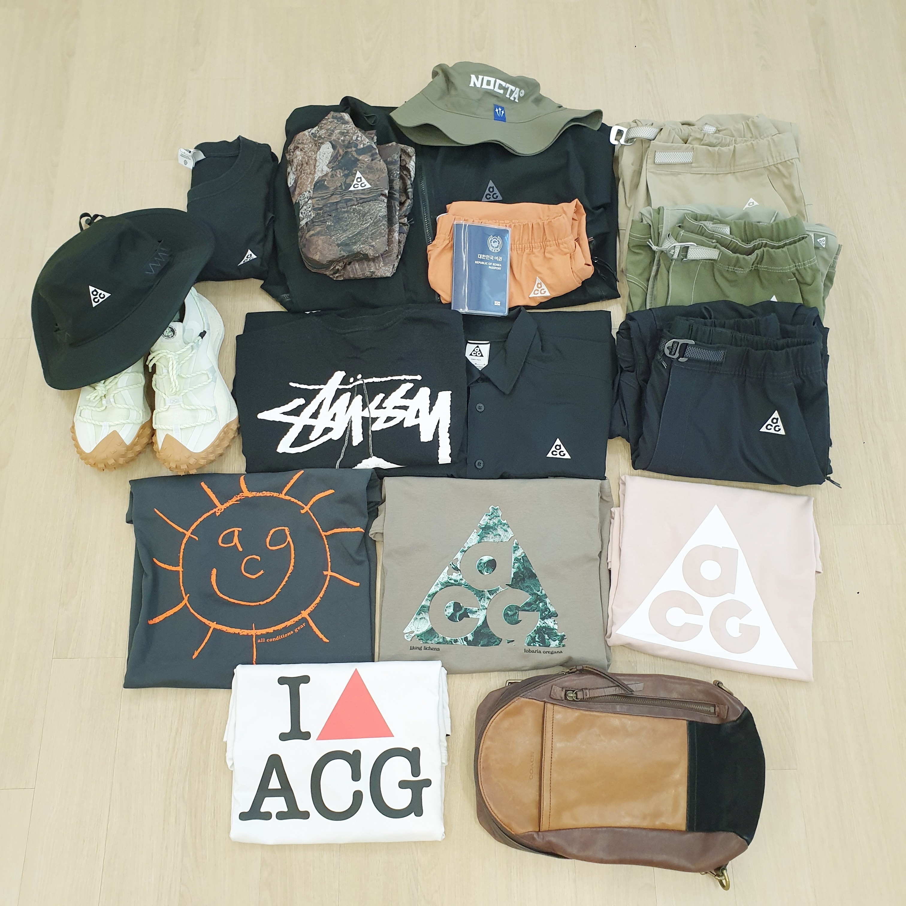 Nike x Drake Nocta Souvenir Cactus Bucket Hat Olive, Nike ACG Mountain Fly Low Gore-Tex SE Sea Glass 착용 스타일