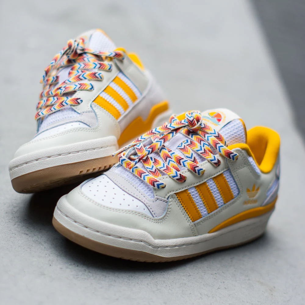 Adidas Forum Low White Royal Blue, (W) Adidas Forum Low Cream White Crew Yellow 착용 스타일 - 2