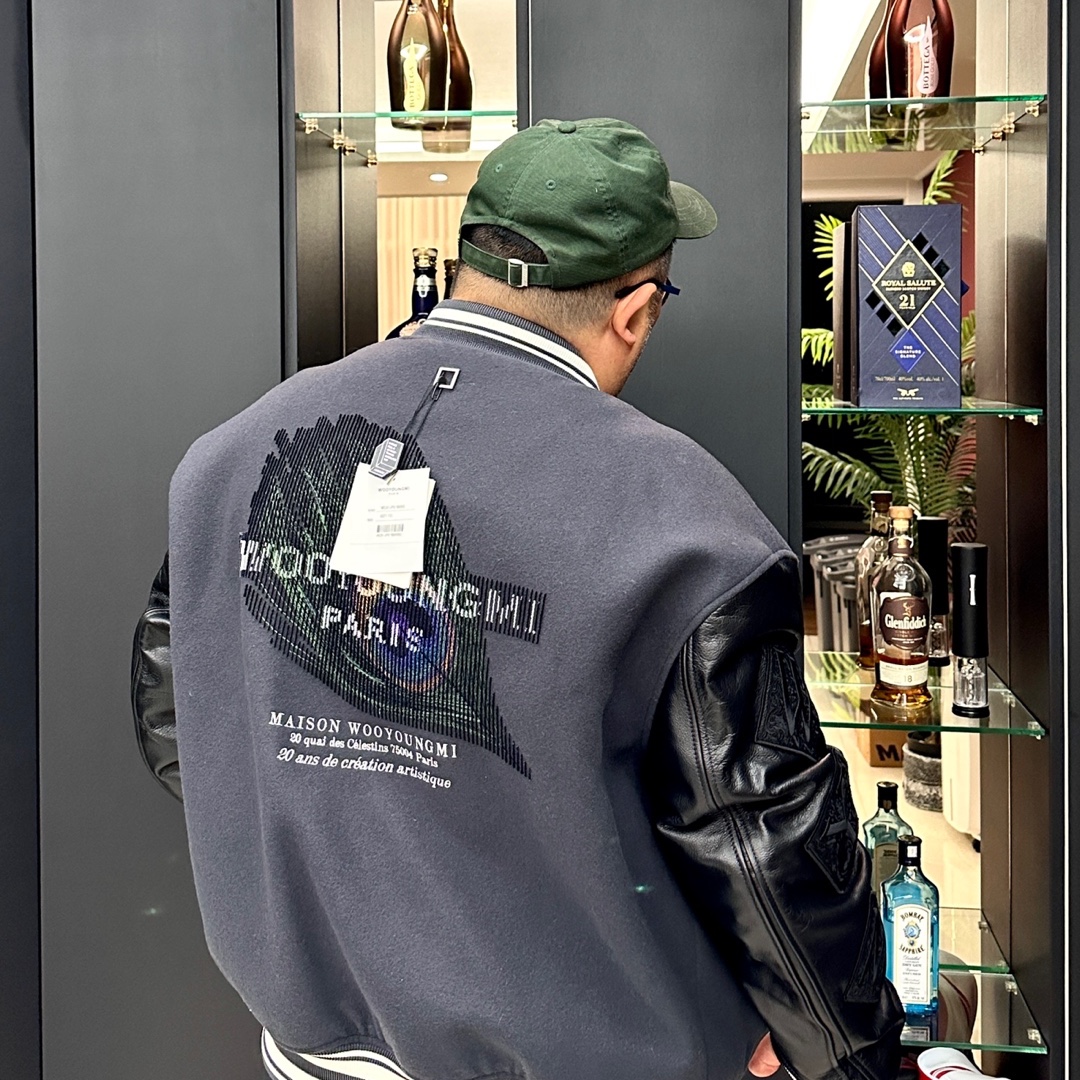 Wooyoungmi Varsity Jacket Gray - 23SS 착용 스타일