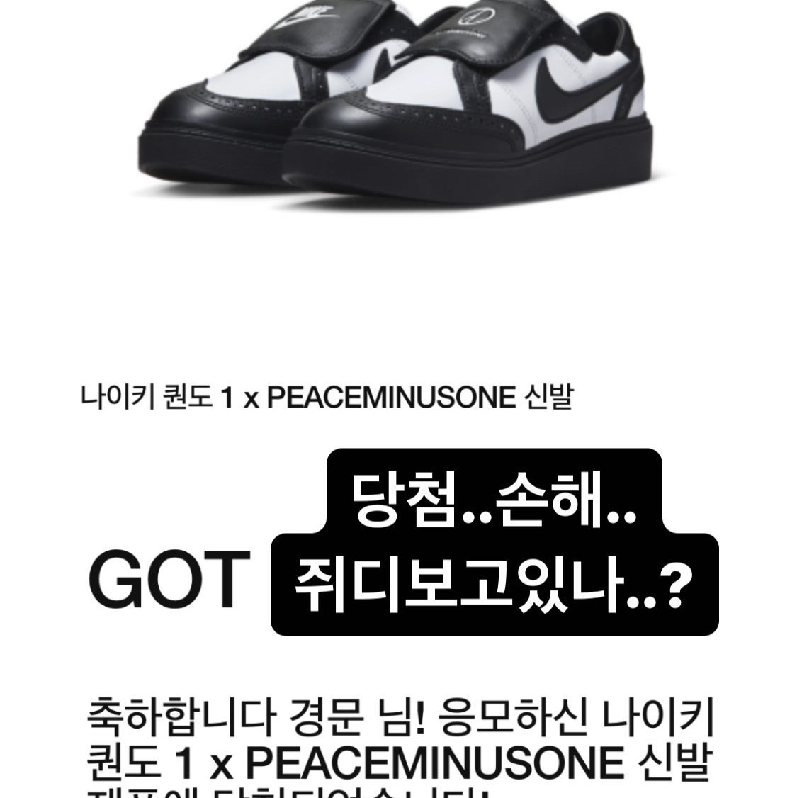 Nike x Peaceminusone Kwondo1 Black and White 착용 스타일