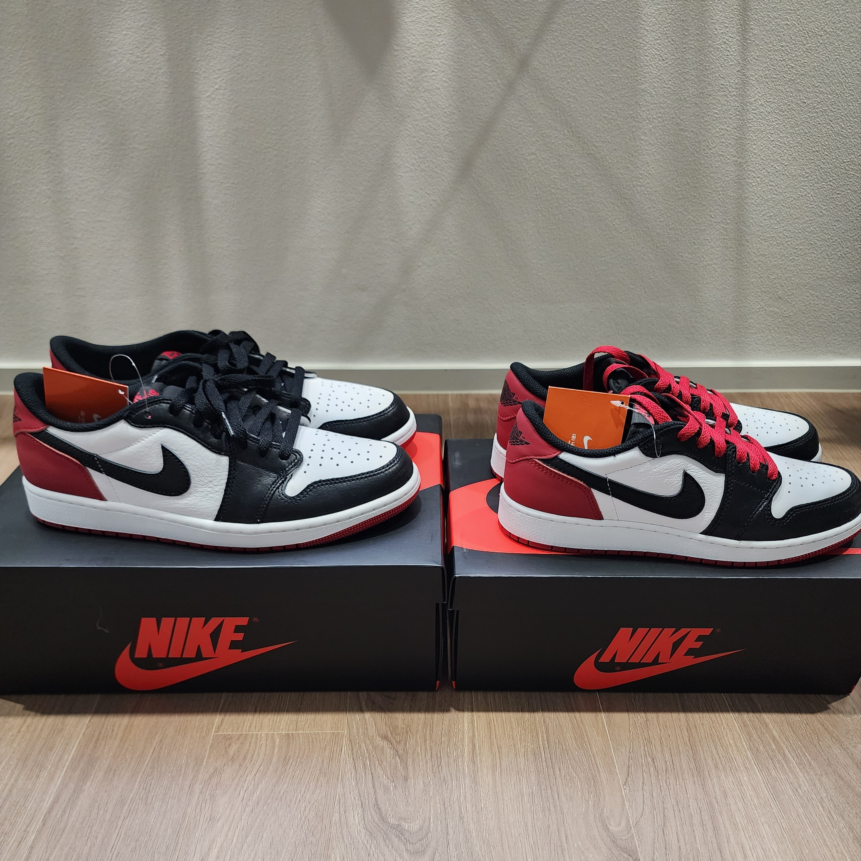 Jordan 1 Retro Low OG Black Toe, (GS) Jordan 1 Retro Low OG Black Toe 착용 스타일 - 2