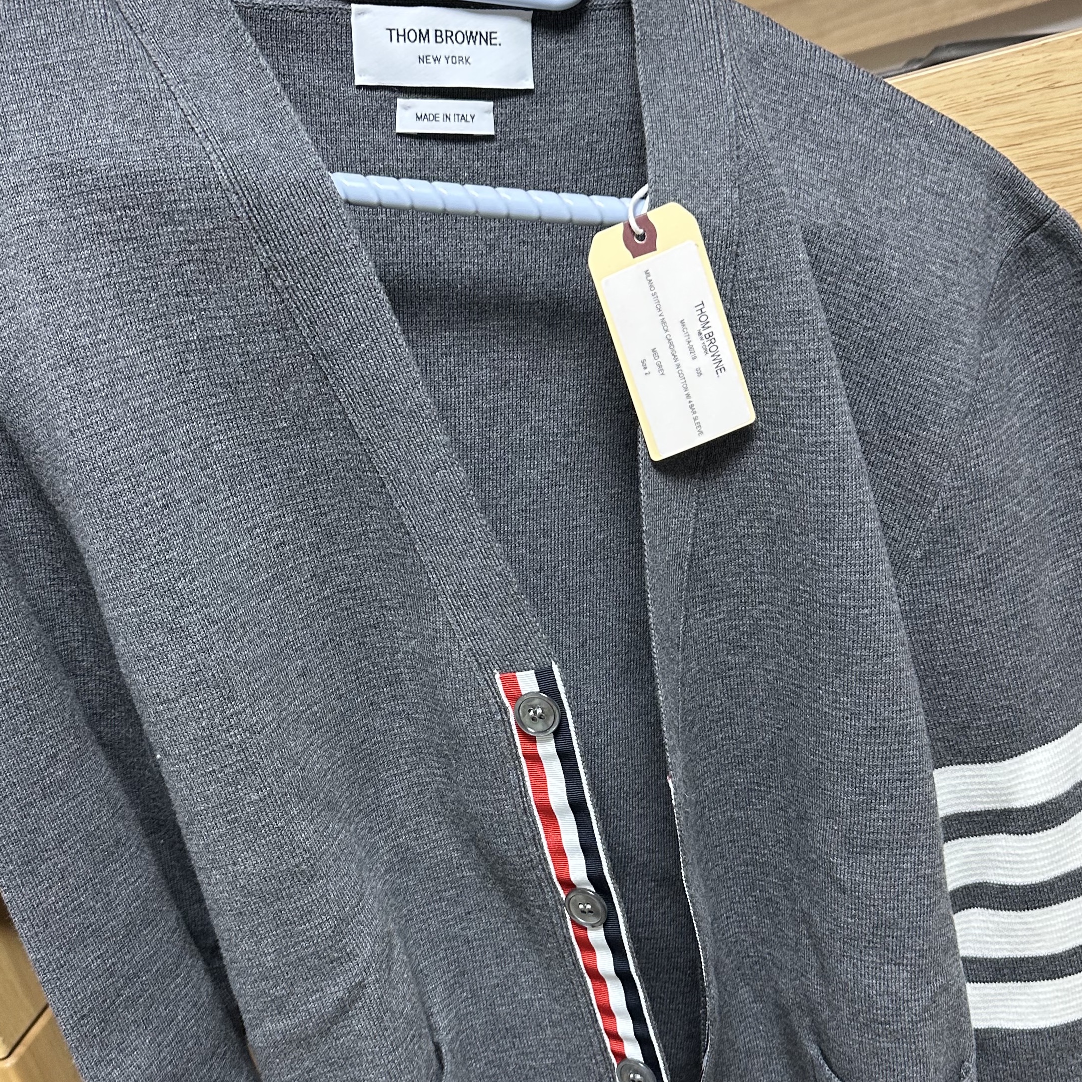 Thom Browne Milano Stitch 4-Bar Cardigan Medium Grey 착용 스타일