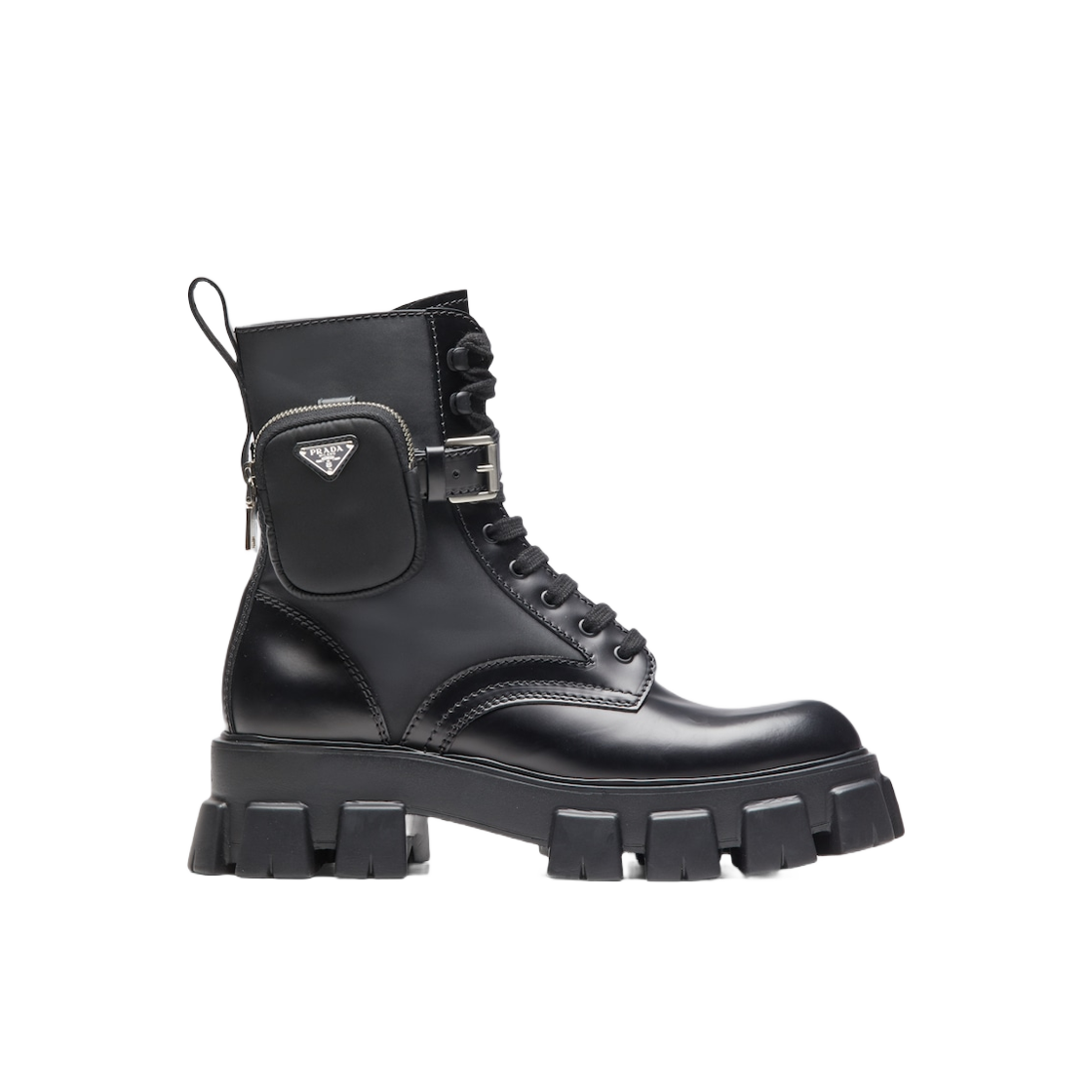 프라다 모놀리스 브러쉬드 레더 나일론 부츠 블랙(Prada Monolith Brushed Leather Nylon Boots Black) - 1