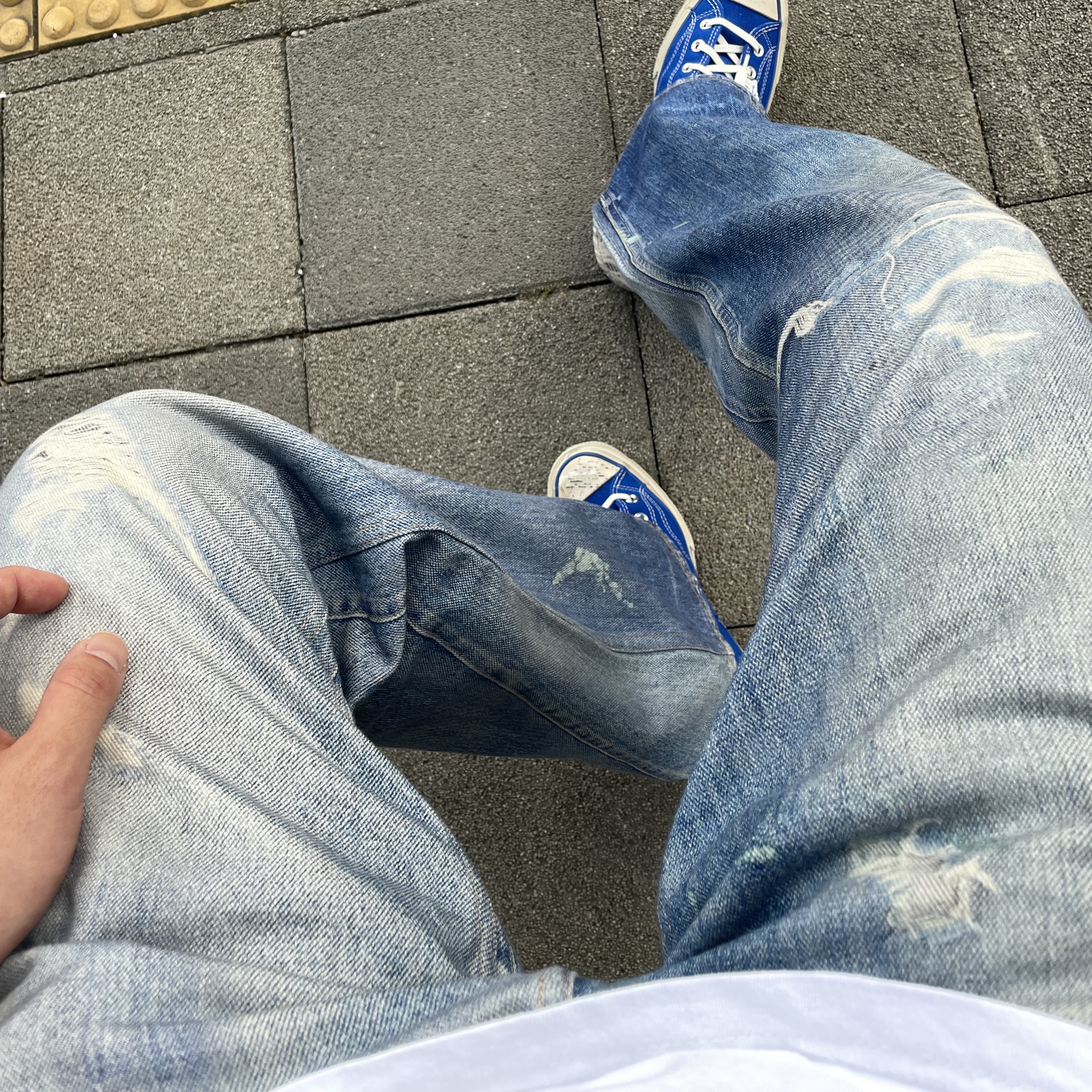 Our Legacy Third Cut Digital Denim Print, Converse x Ader Error Chuck 70 Ox Imperial Blue 착용 스타일