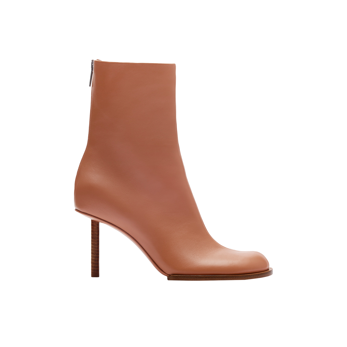 233FO116-3073-810 (W) Jacquemus Les Bottines Rond Carre Round Square Ankle Boots Light Brown