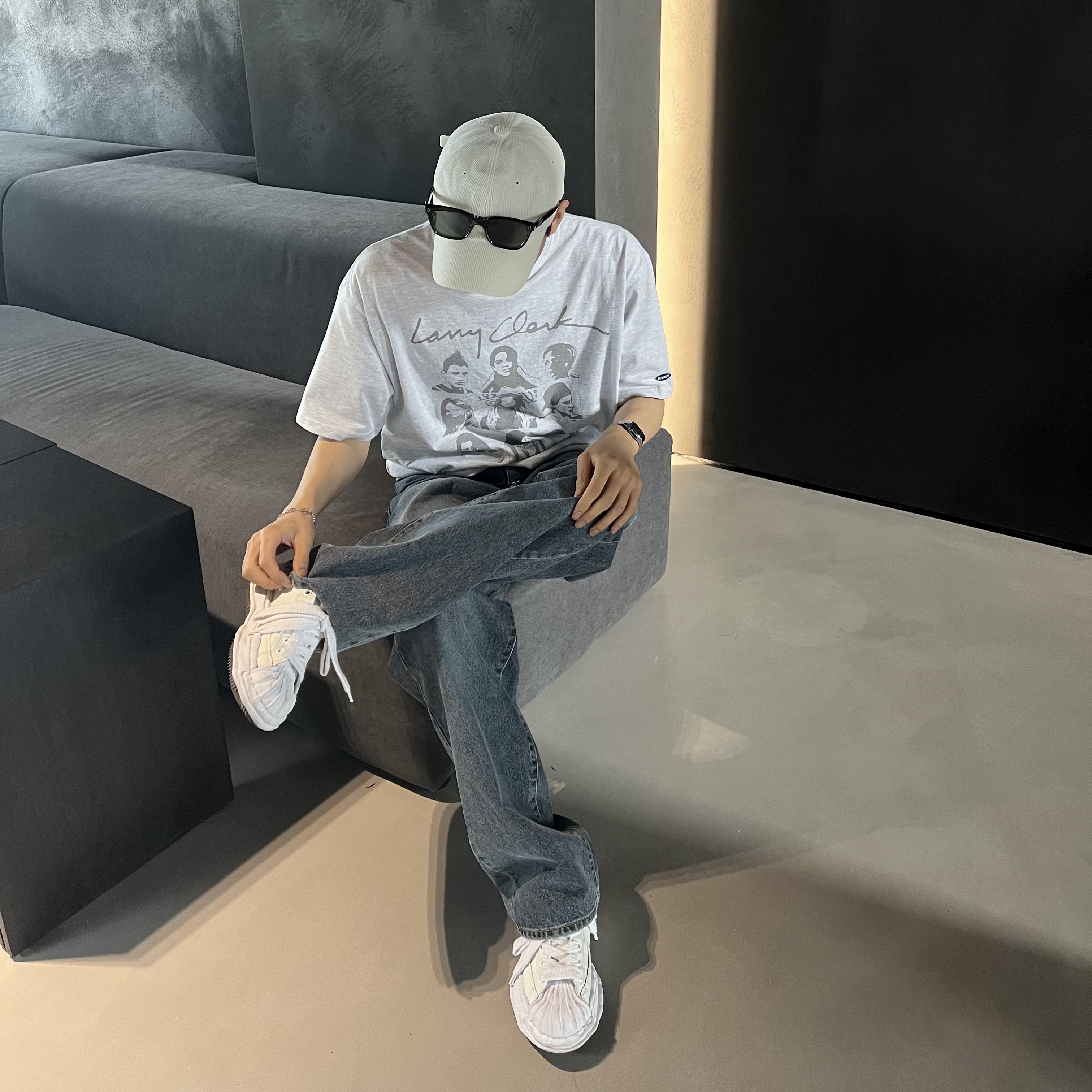 Maison Mihara Yasuhiro Blakey OG Sole Canvas Low-top Sneakers White 착용 스타일 - 1