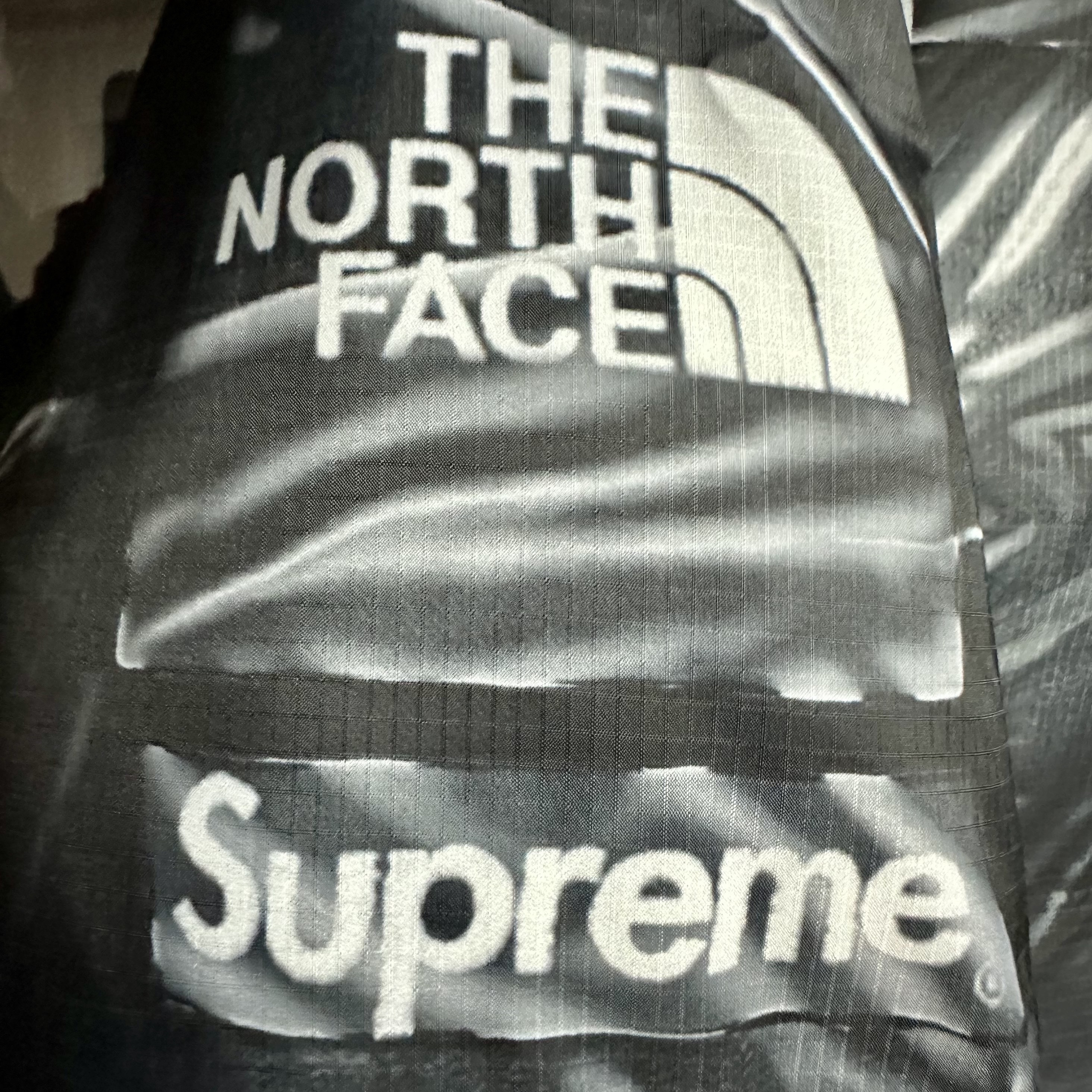 Supreme x The North Face Trompe L’oeil Printed Nuptse Jacket Black - 23SS 착용 스타일 - 2