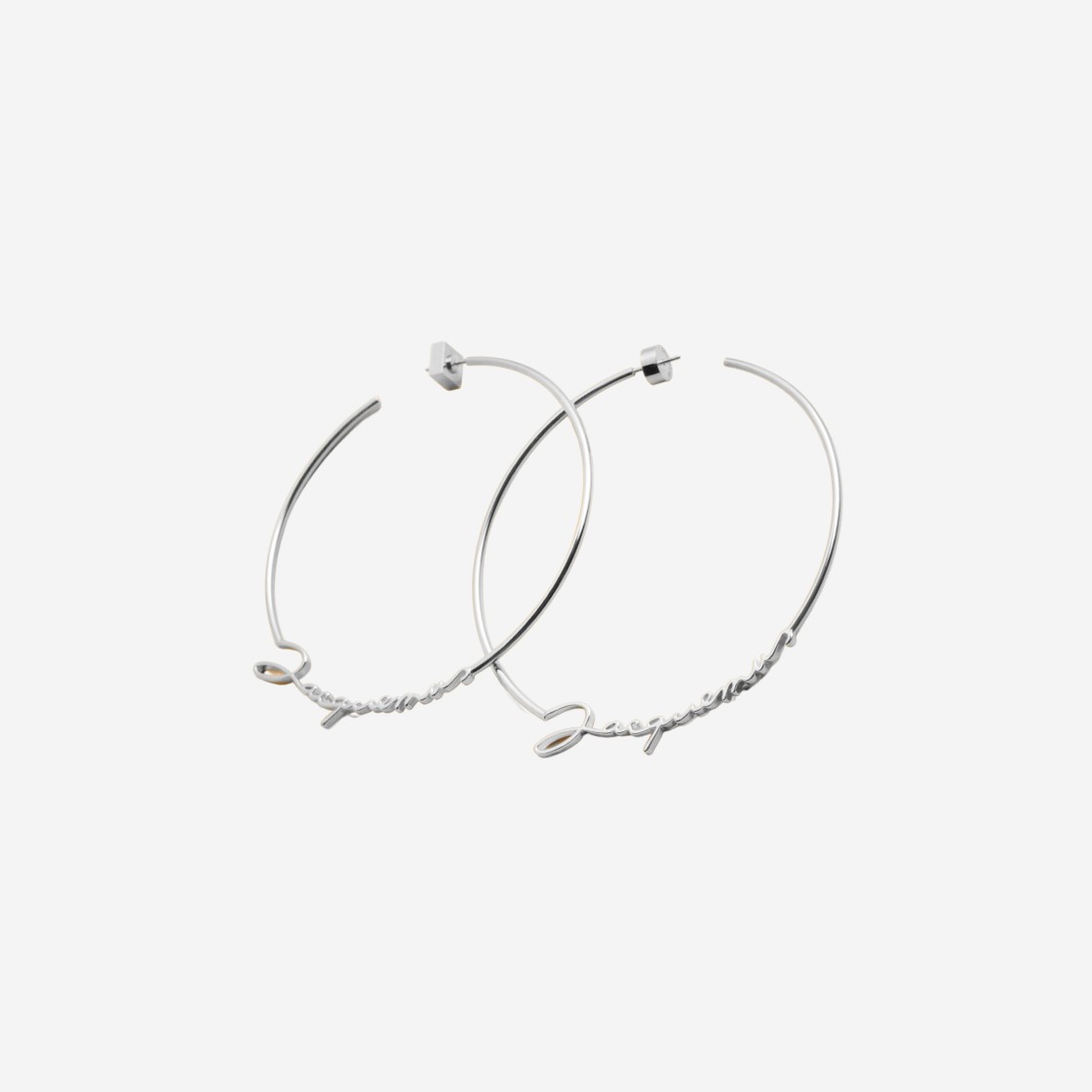 (W) Jacquemus Les Creoles Jacquemus Signature Logo Hoop Earrings Silver 상세 이미지 1