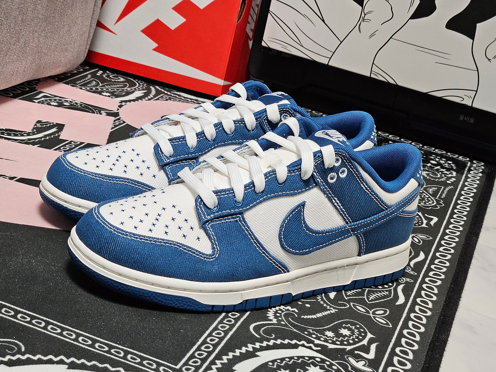 Nike Dunk Low Retro SE Industrial Blue 착용 스타일 - 4