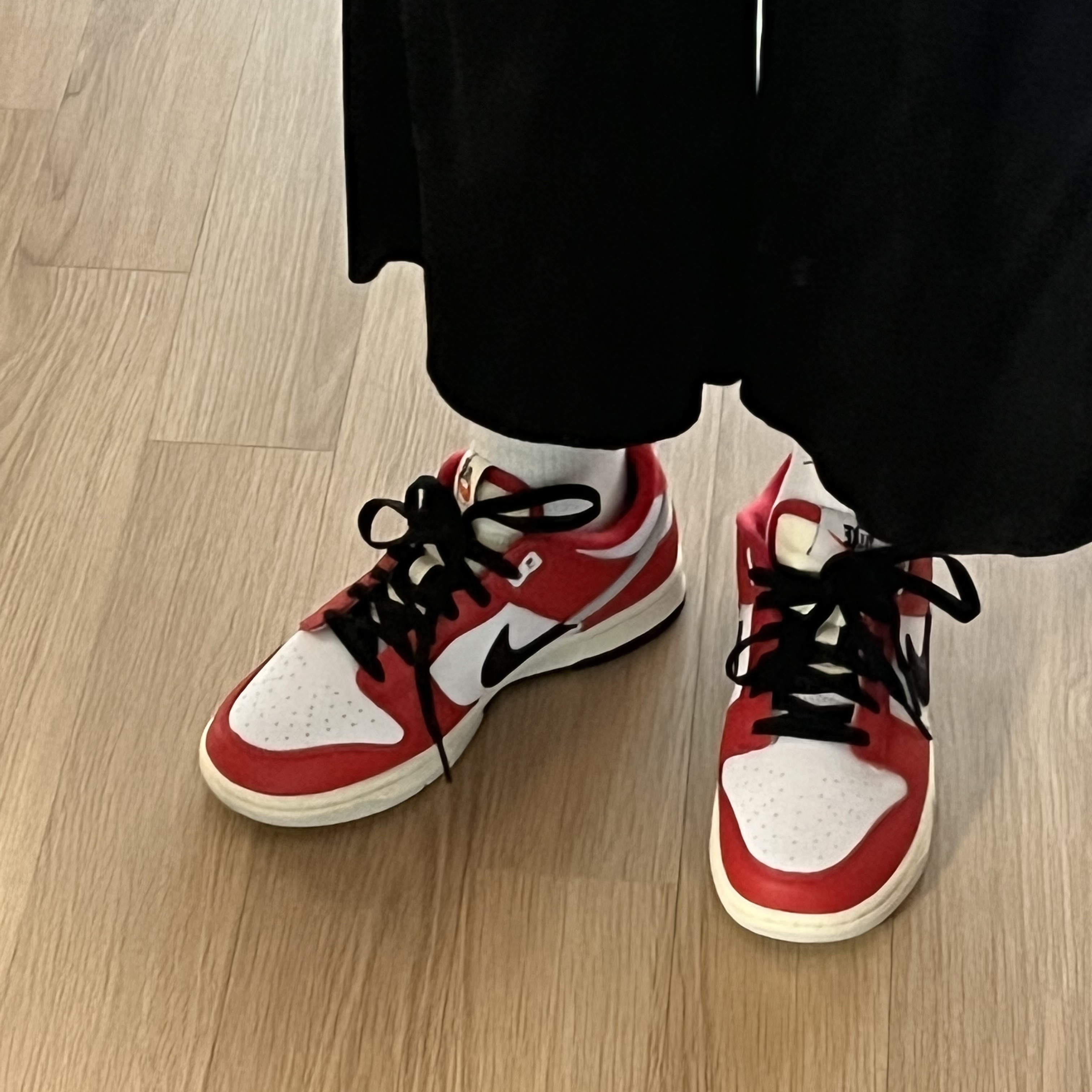 Nike Dunk Low Retro PRM University Red Black 착용 스타일 - 2
