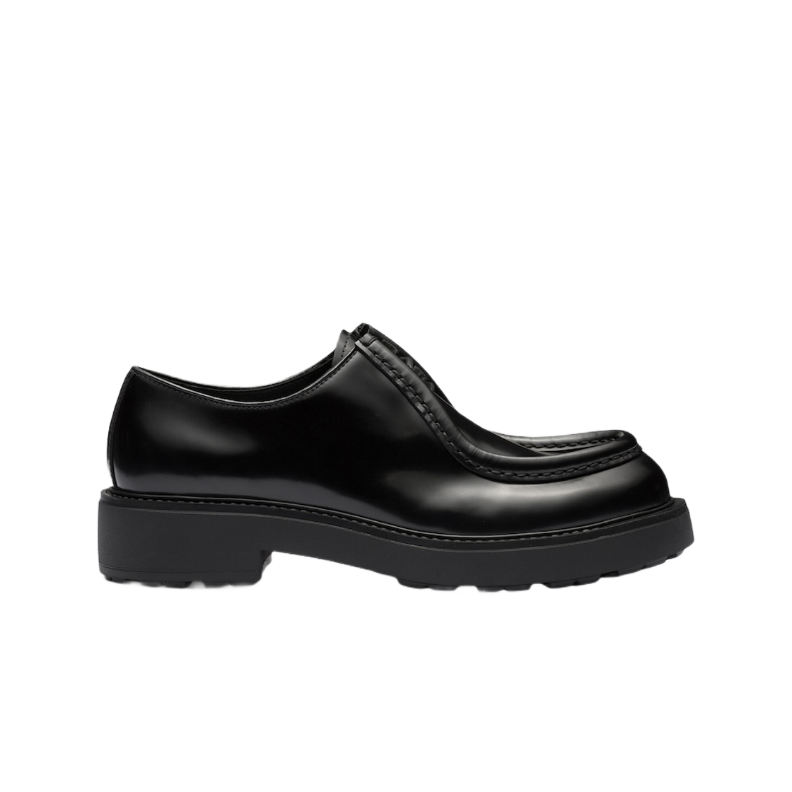 프라다 오파크 브러쉬드 레더 레이스업 슈즈 블랙